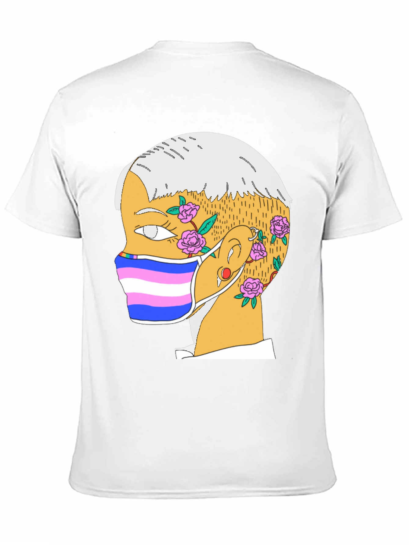 Black Illustrated Portrait T-Shirt - Unique Graphic Tee view 11