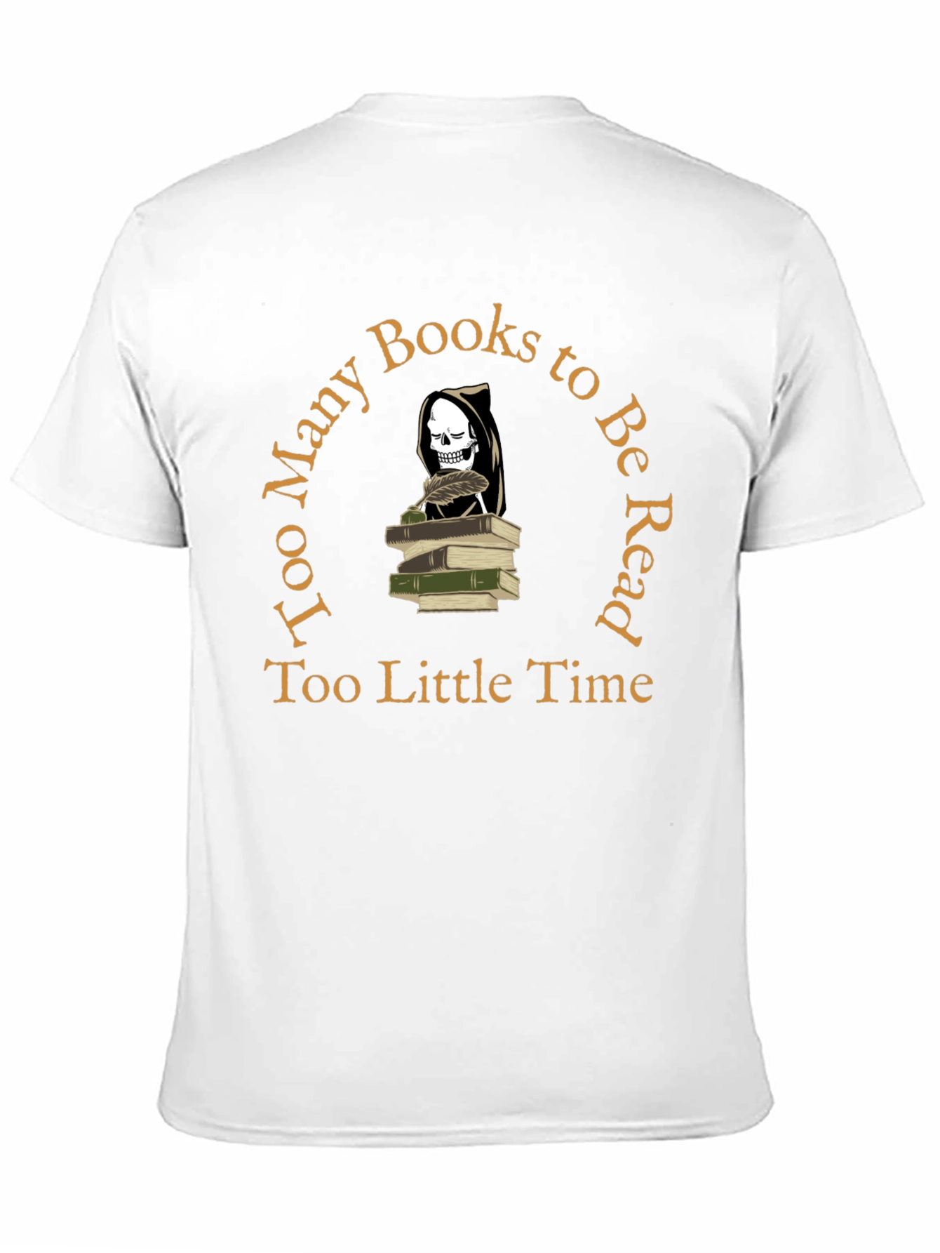 Black Grim Reader T-Shirt - Too Many Books, Too Little Time view 11