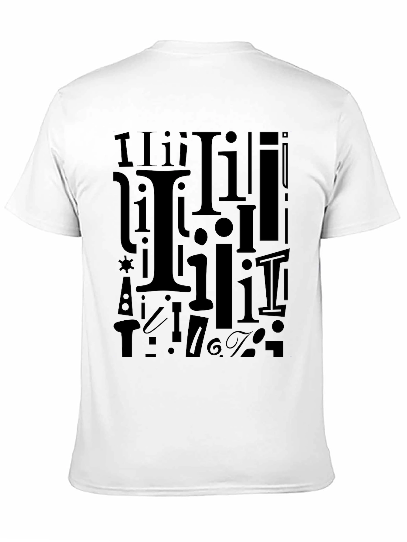 Black I Pattern Black Crew Neck T-Shirt view 11