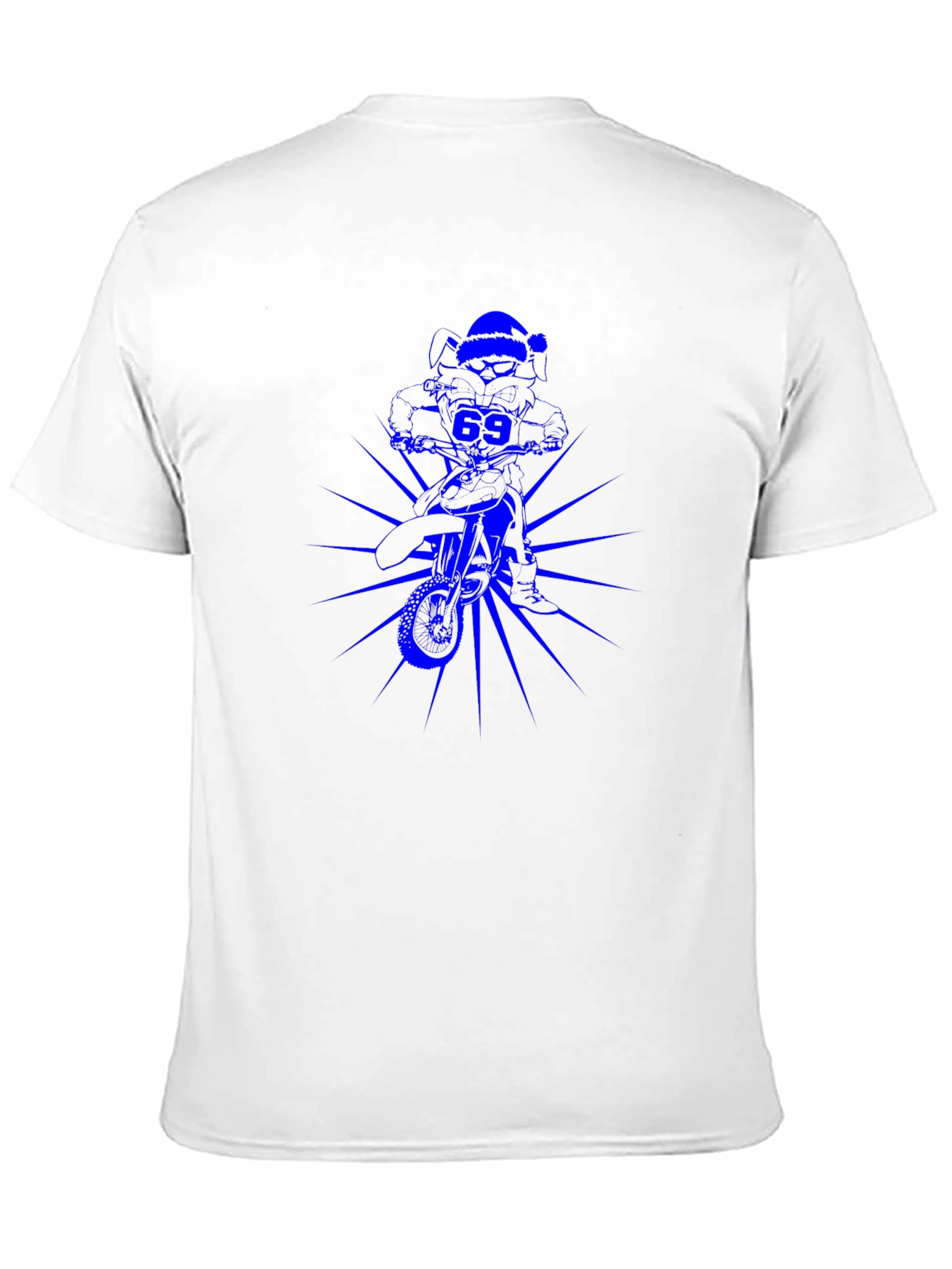 Black Men's Black T-Shirt with Blue Motorcross Rider Graphic view 11