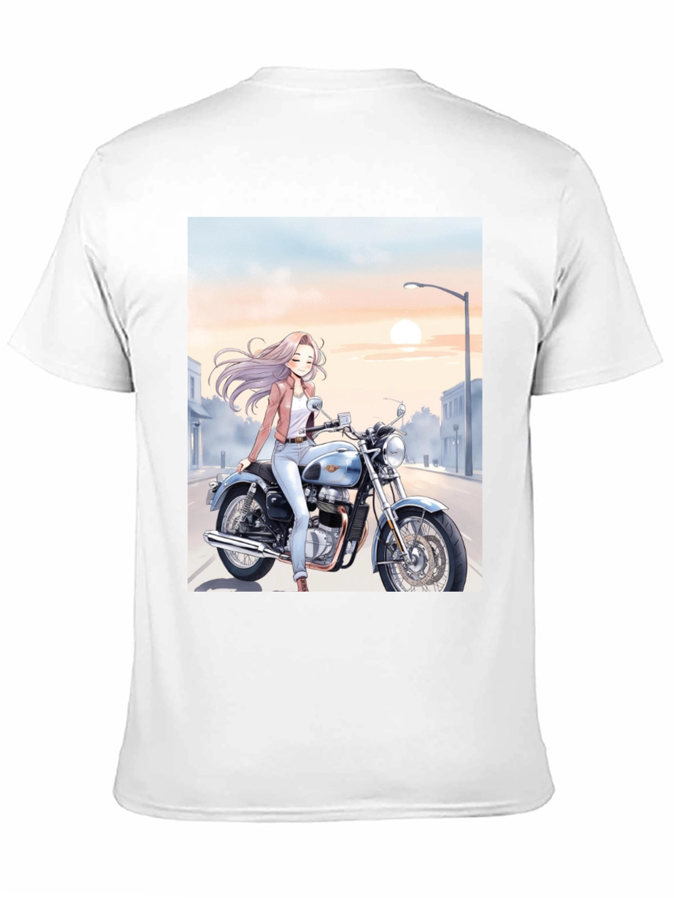 Black Anime Girl Motorcycle T-Shirt - Cool Graphic Tee view 11