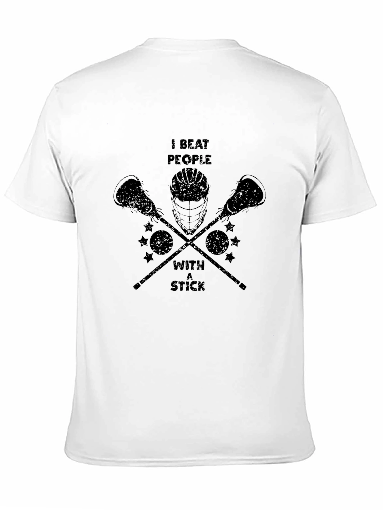 Black I Beat People with a Stick Lacrosse T-Shirt view 11