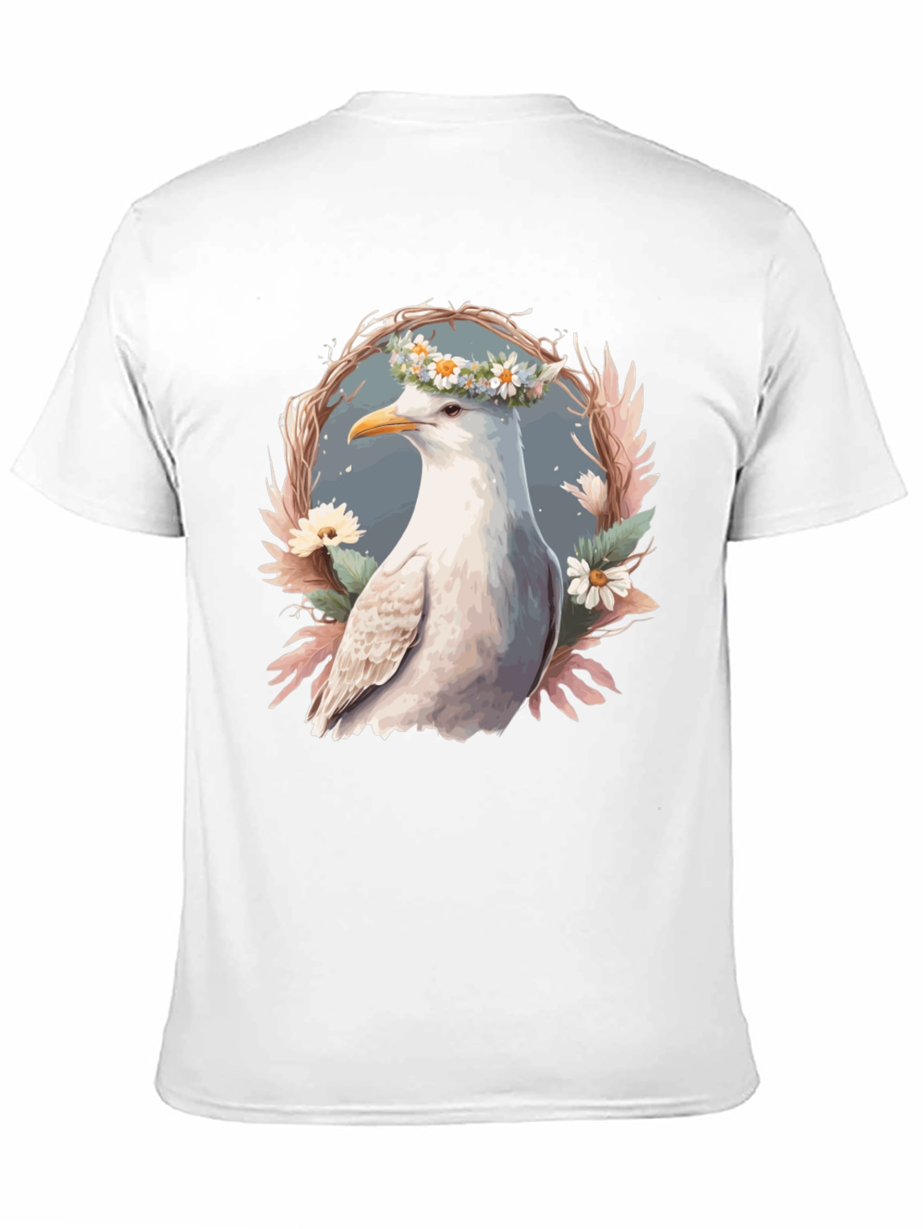 Black Seagull Floral Wreath Graphic Tee view 11