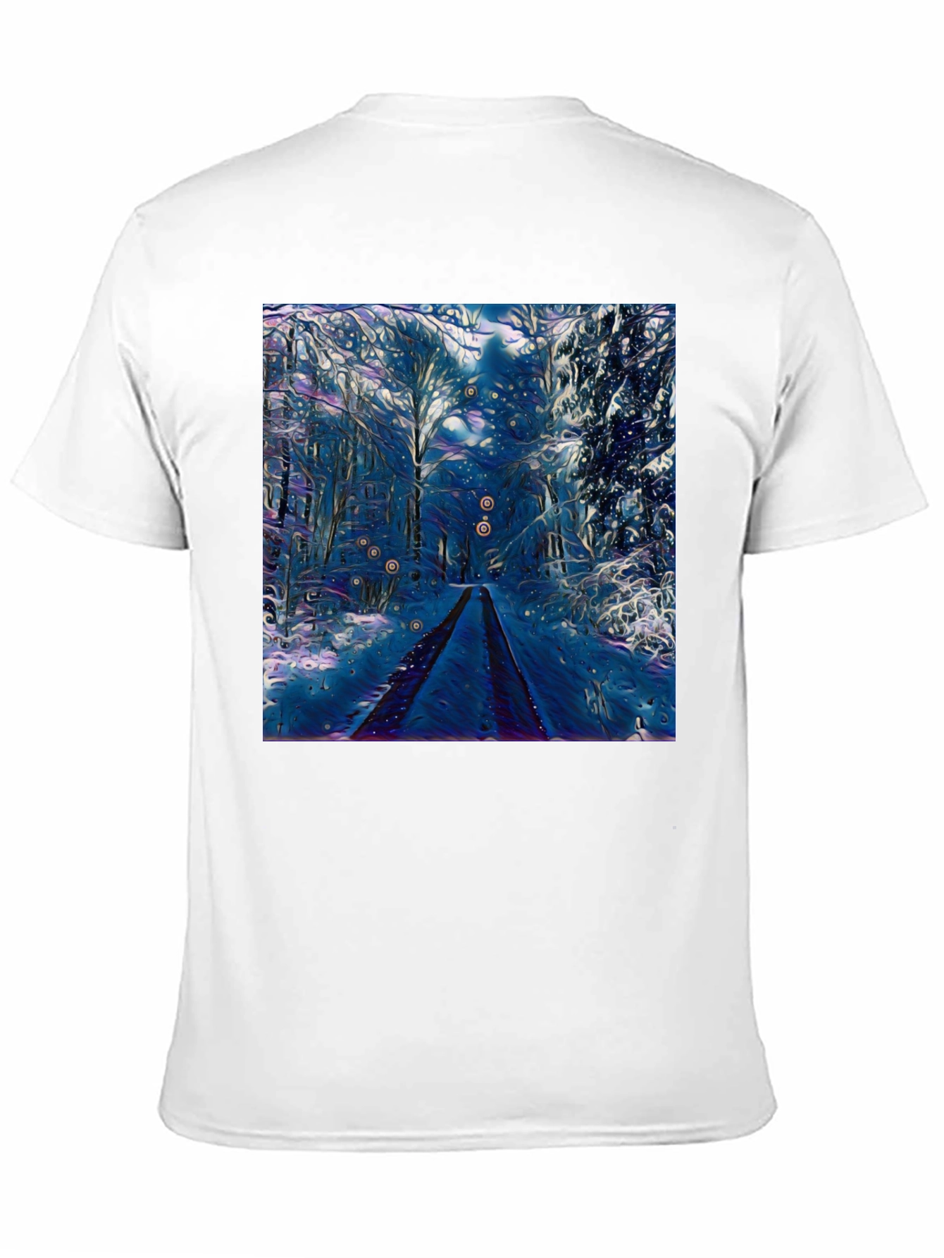 Black Winter Forest Art Graphic Tee - Black Cotton Blend view 11