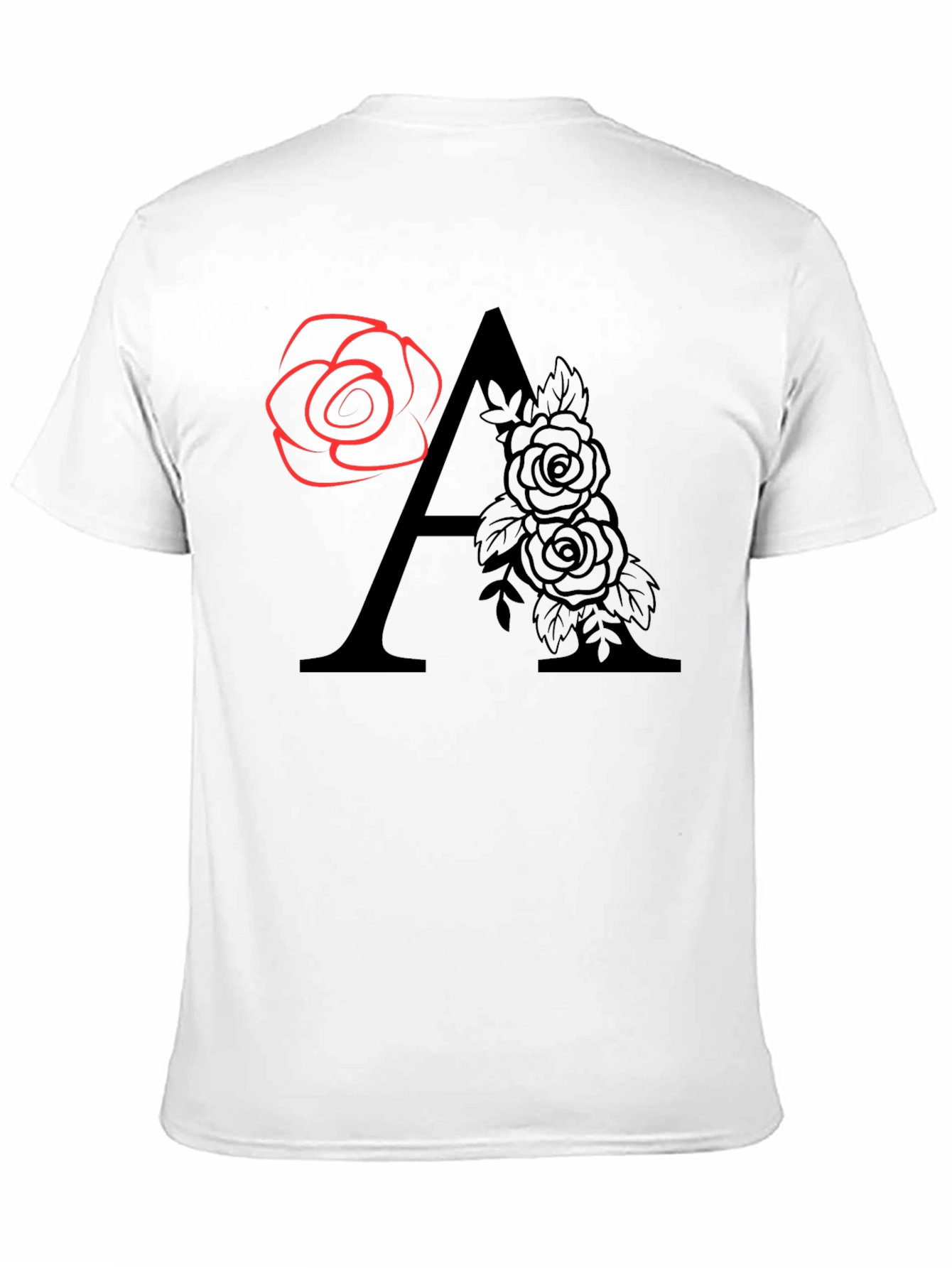 Black Floral Initial "A" Graphic T-Shirt view 11
