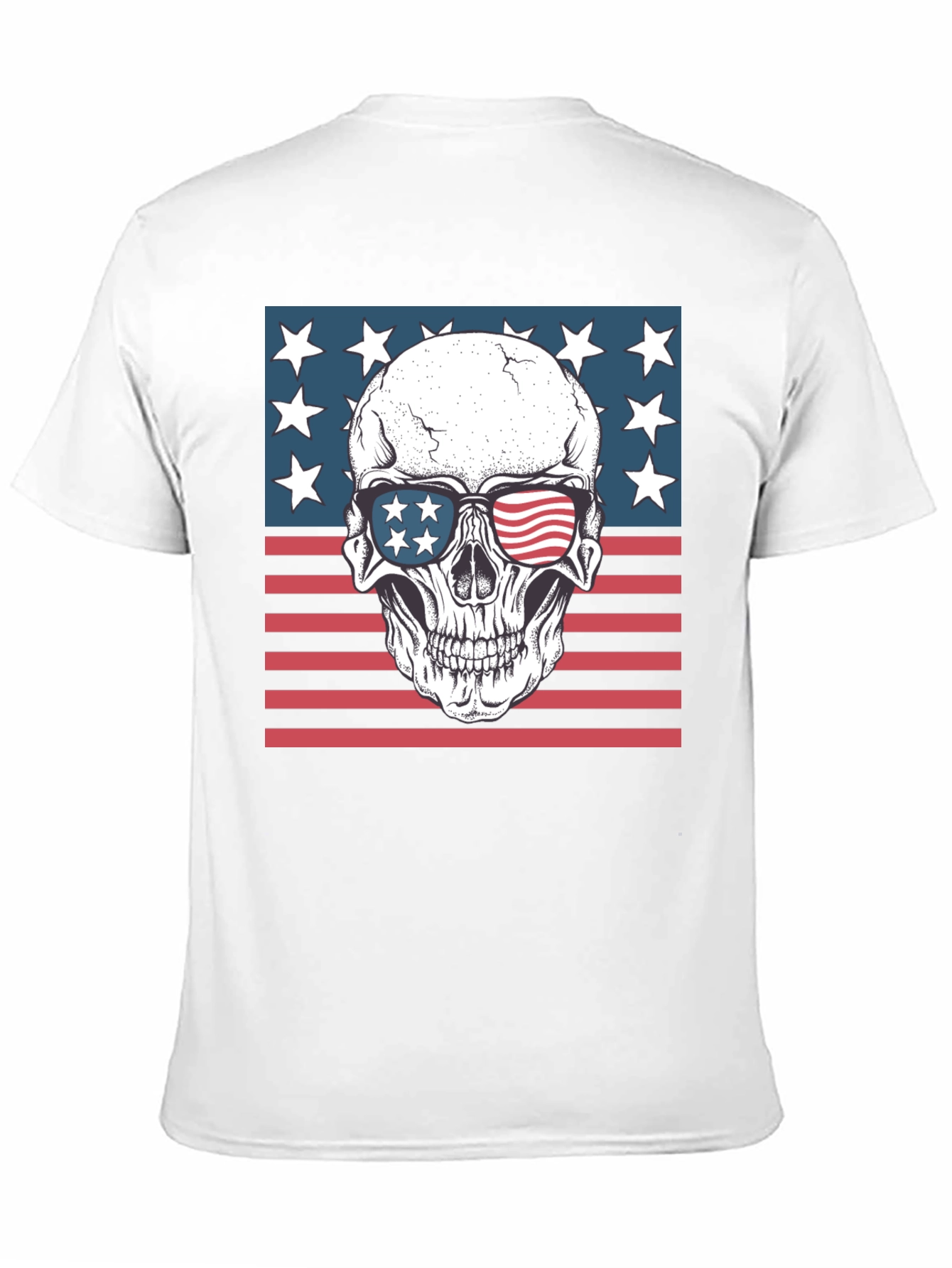 Black American Flag Skull Graphic Tee - Patriotic Style view 11
