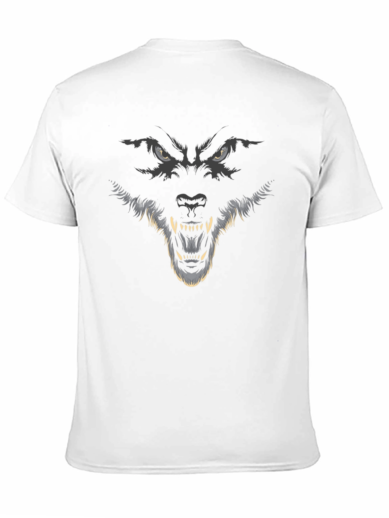 Black Men's Black Wolf Graphic Print Crew Neck T-Shirt view 11