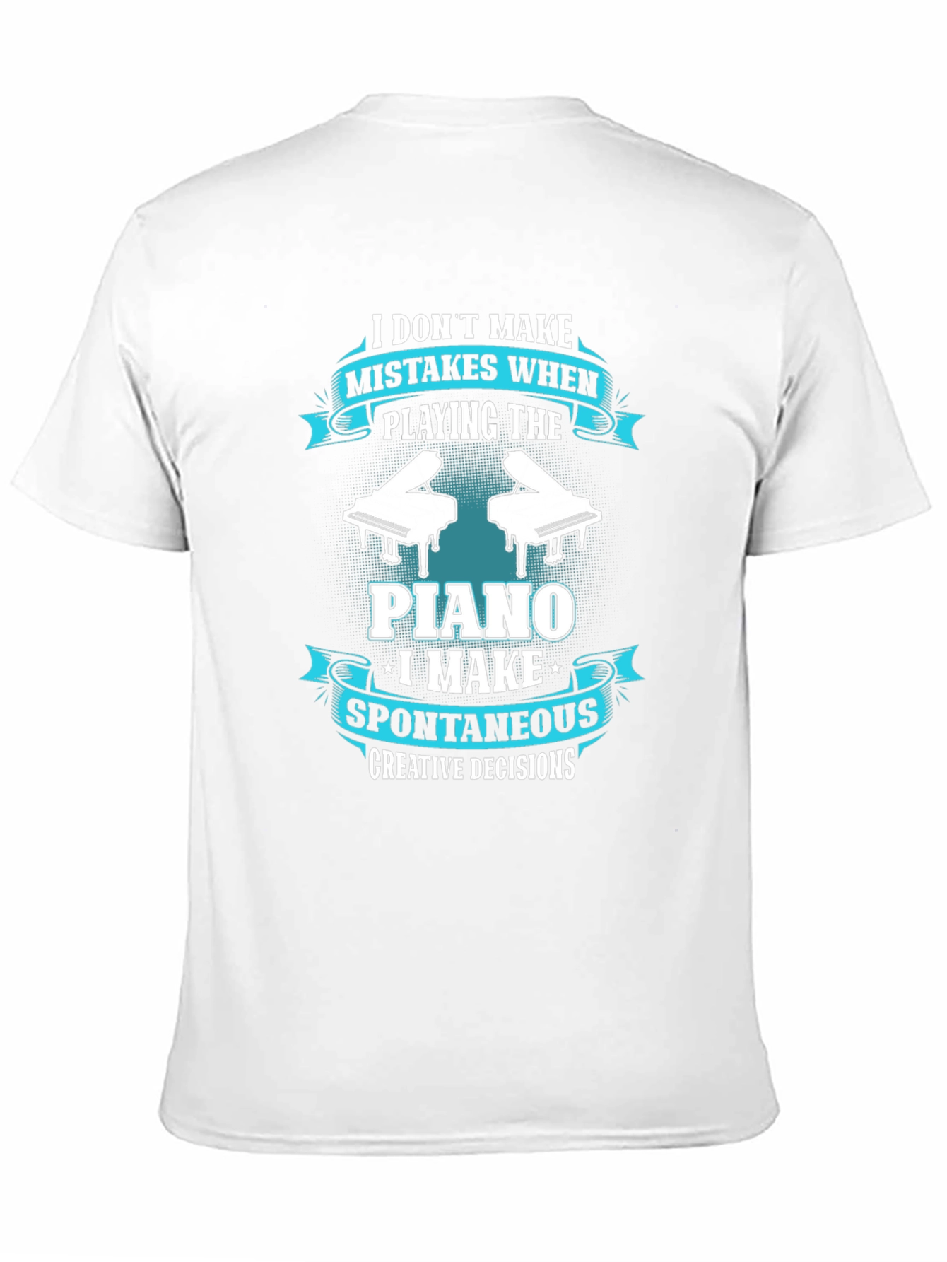 Black Funny Piano Player T-Shirt - Spontaneous Creative Decisions view 11