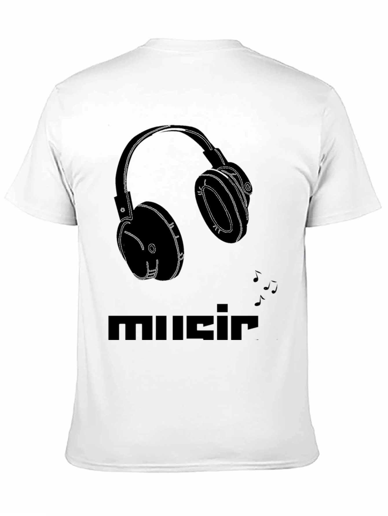 Black Music Headphones Graphic Tee - Black Cotton T-Shirt view 11