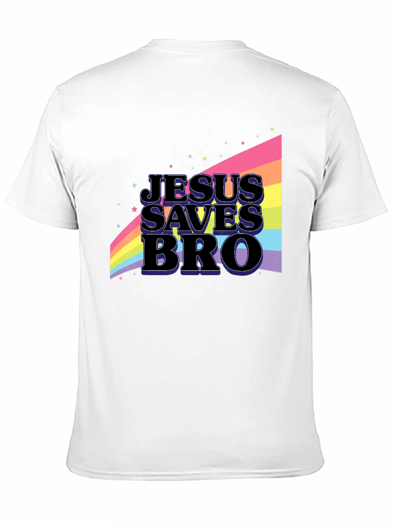 Black Jesus Saves Bro Rainbow Graphic T-Shirt view 11