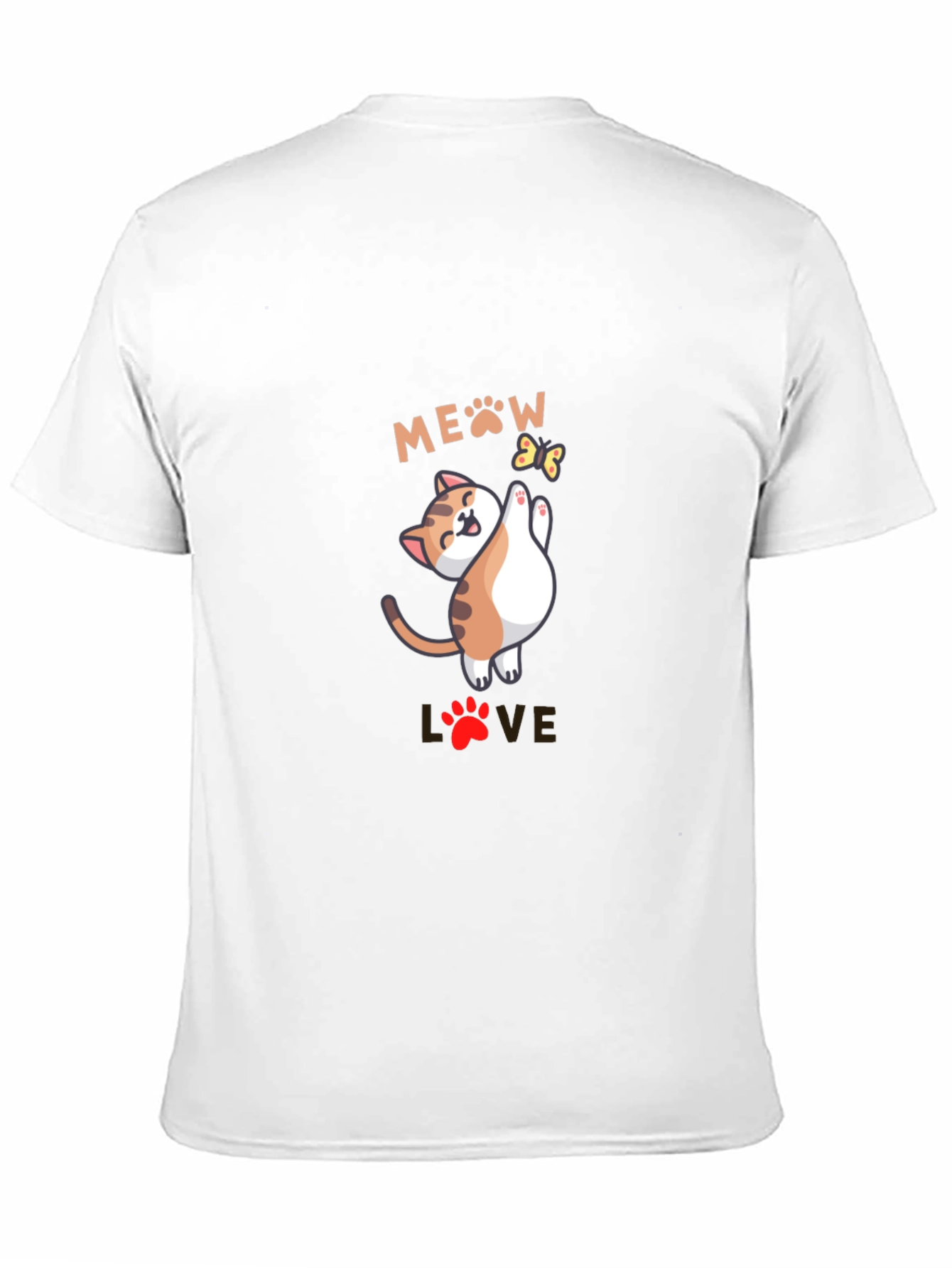 Black Cute Meow Love Cat Graphic Black T-Shirt view 11