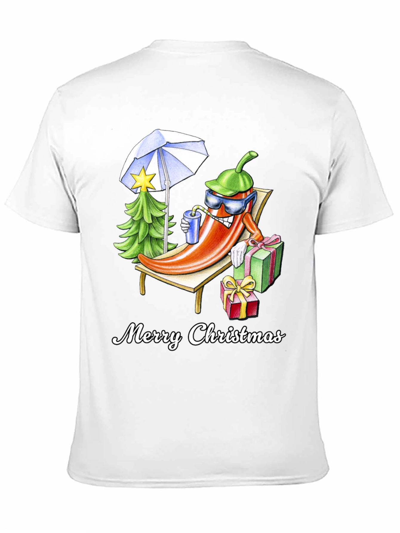 Black Holiday Heat T-Shirt: Merry Christmas Pepper Design view 11