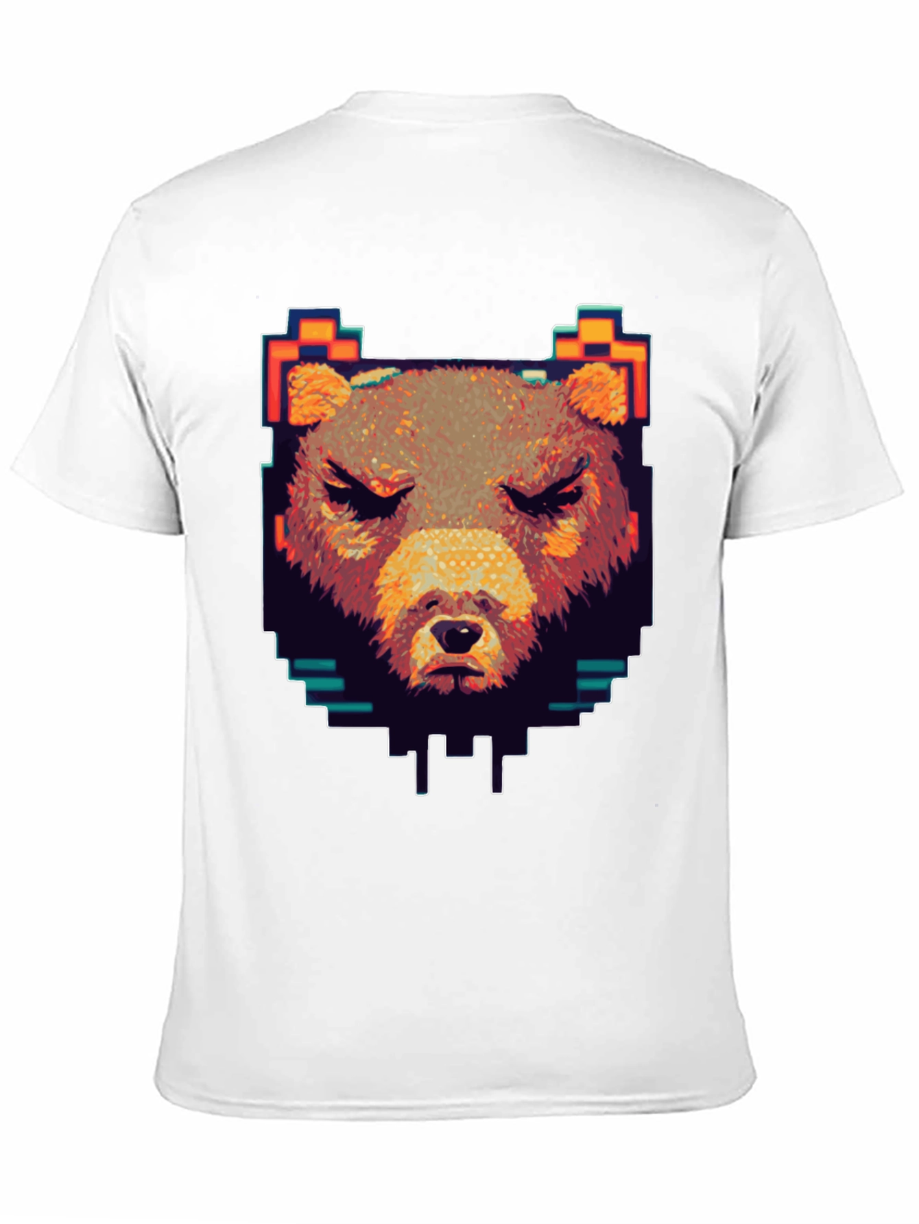 Black Pixel Bear Graphic T-Shirt - Black Crew Neck view 11