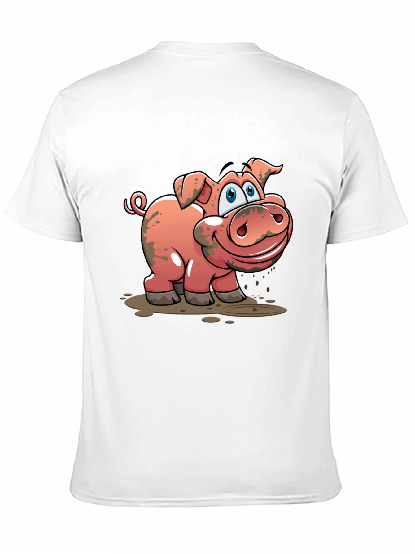 Black Muddy Pig Cartoon Graphic T-Shirt - Unisex Casual Tee view 11