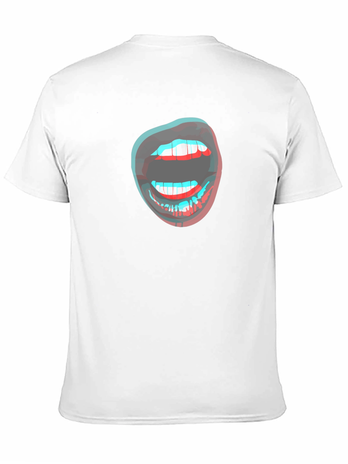 Black 3D Lips Graphic Black T-Shirt view 11