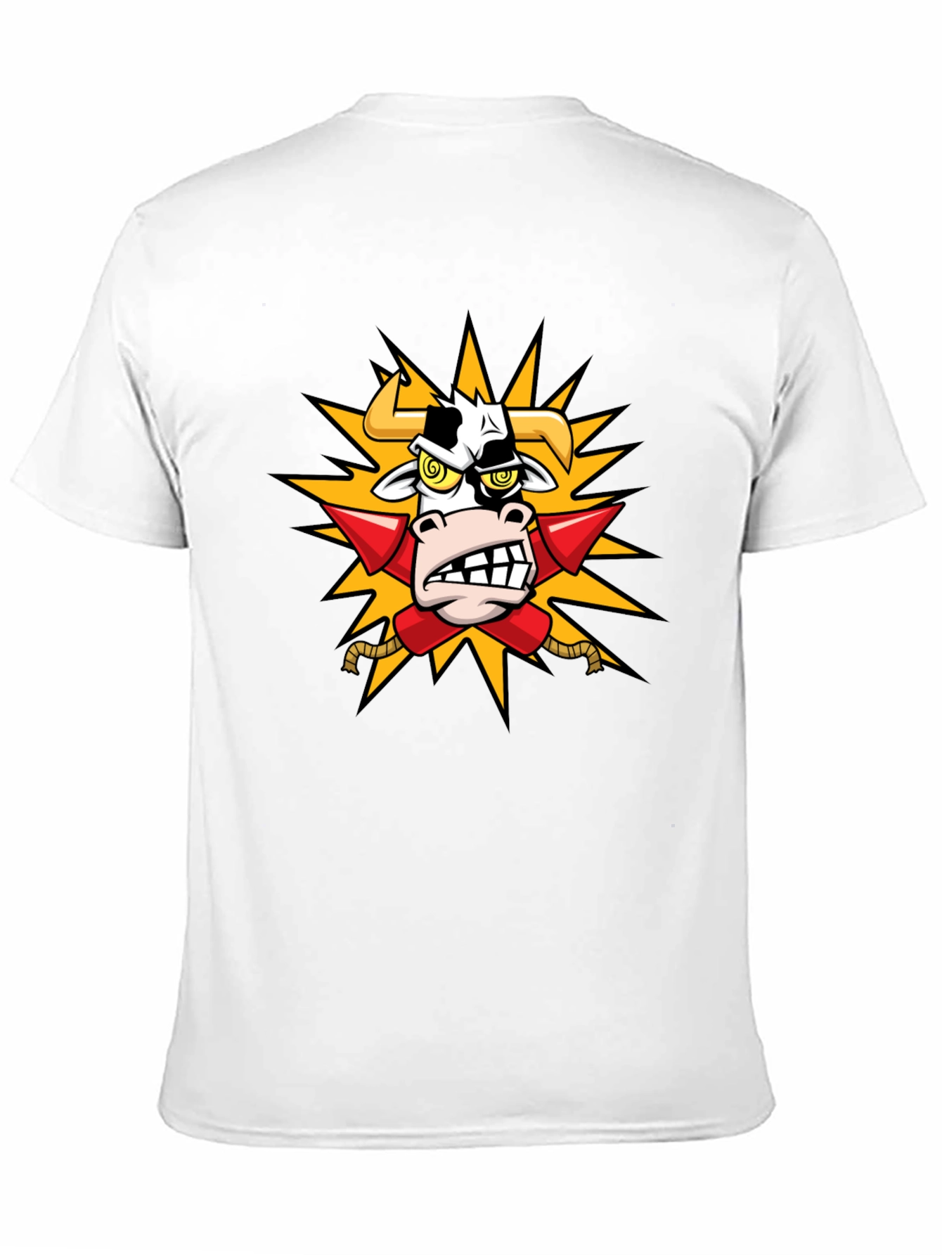Black Cow with Rockets T-Shirt - Funny Cartoon Tee view 11