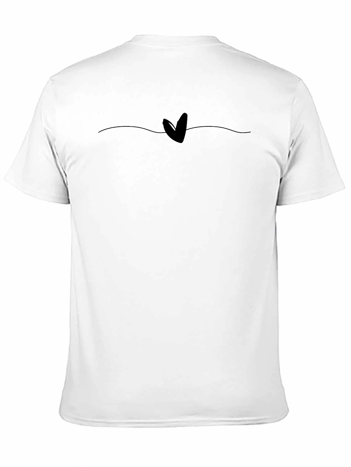 Black Minimalist Heart Line Art Black T-Shirt view 11
