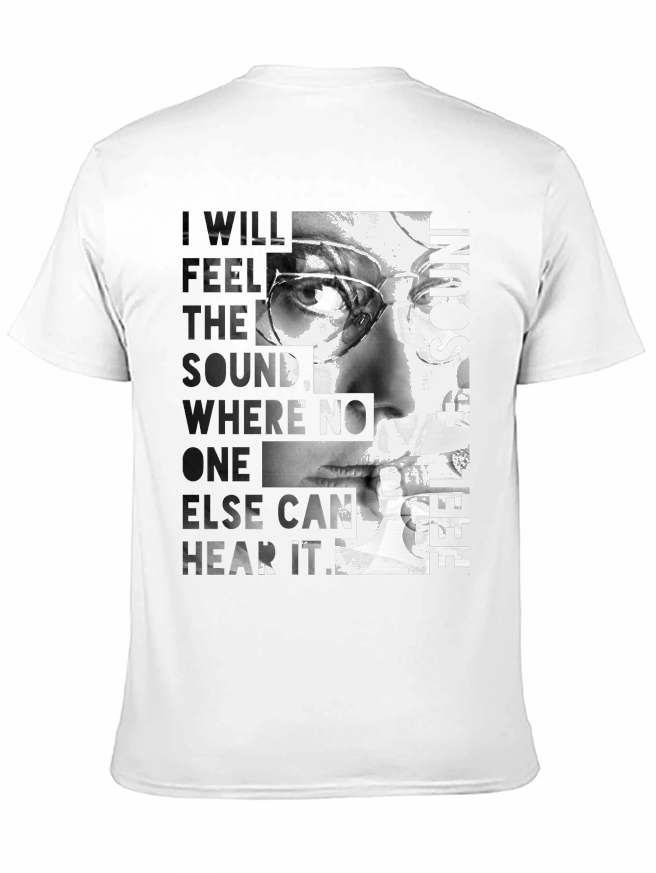 Black Artistic Graphic T-Shirt - Feel the Sound Design view 11