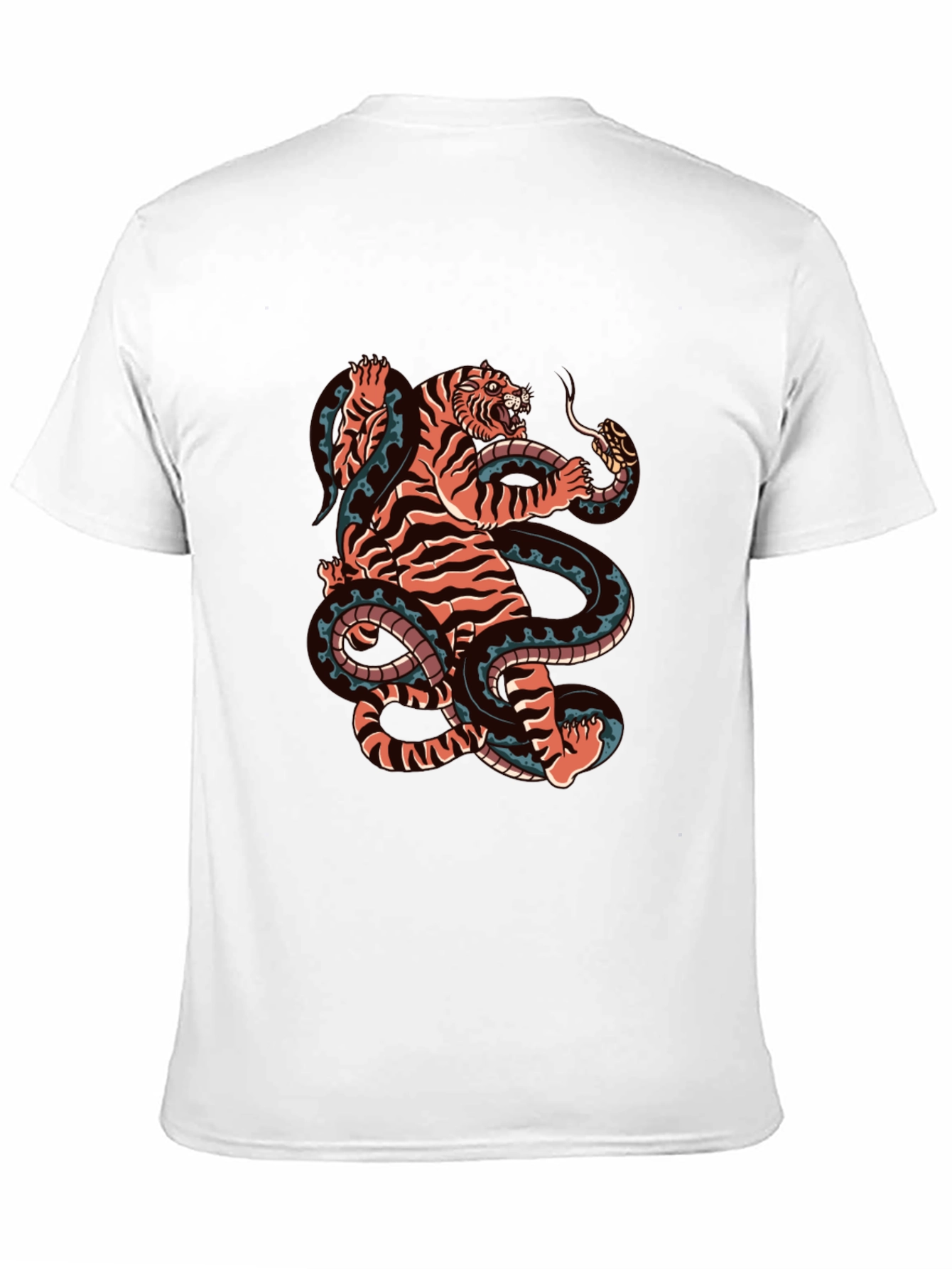 Black Tiger and Snake Graphic Black Tee view 11