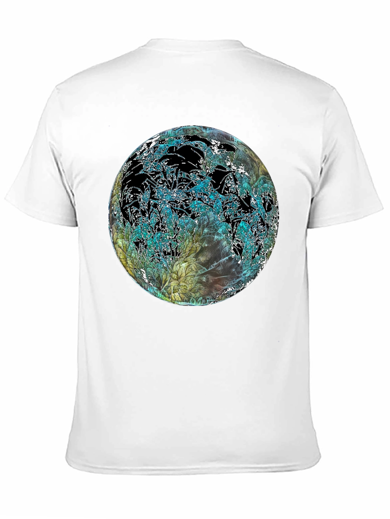 Black Abstract Floral Globe Black T-Shirt view 11