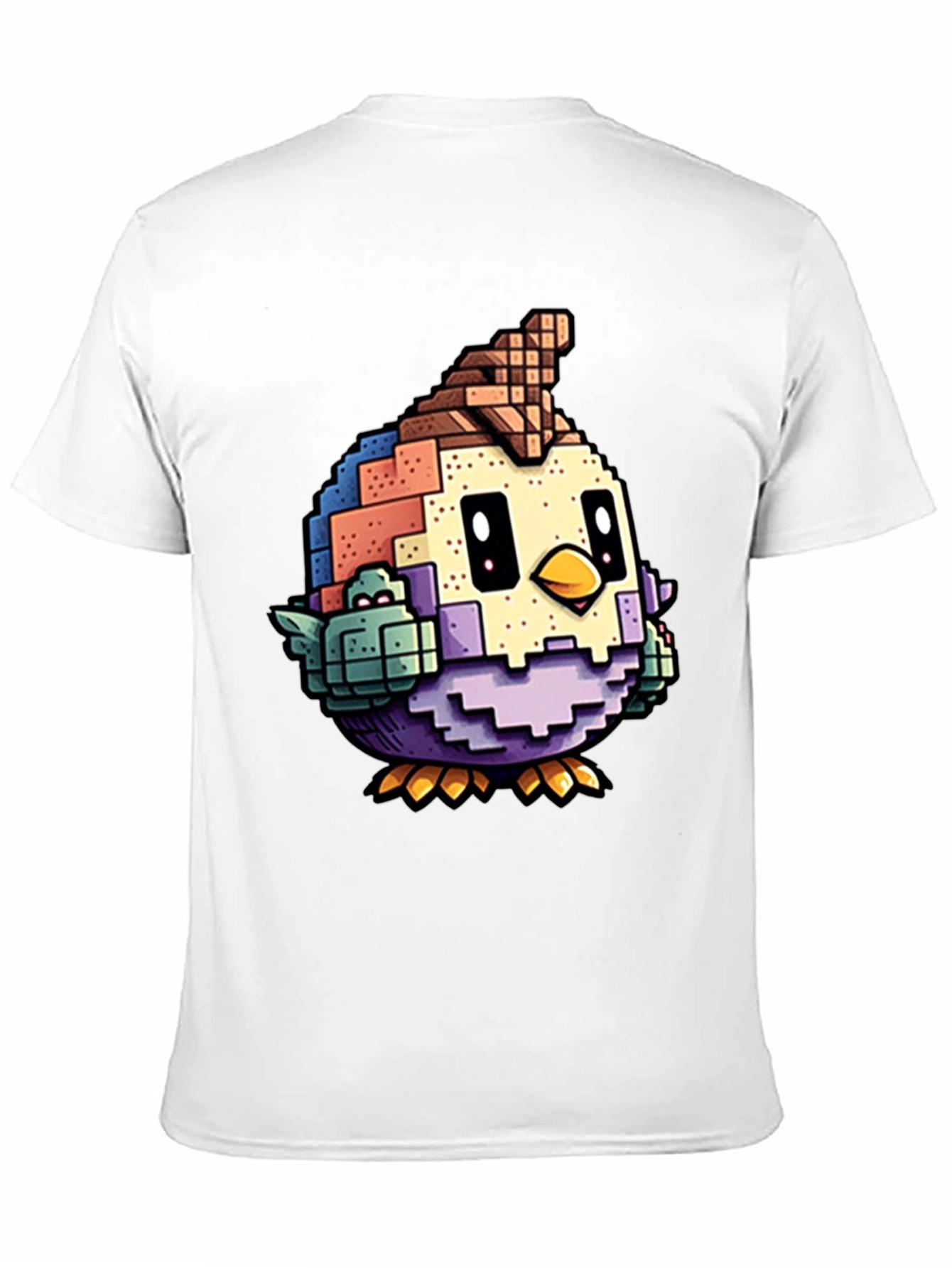 Black Pixelated Bird Graphic Tee - Black Cotton T-Shirt view 11