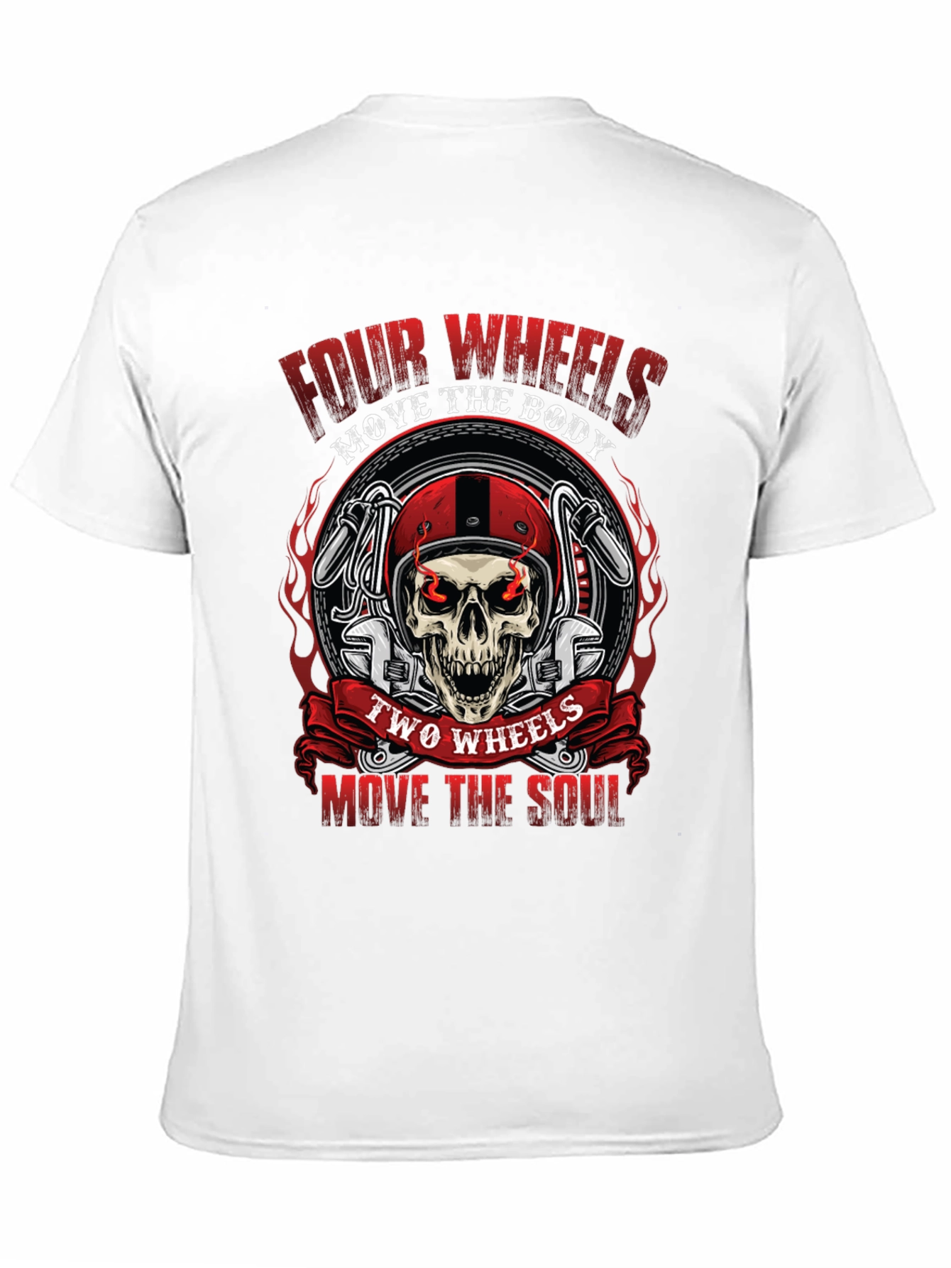 Black Motorcycle Skull Graphic Tee - Four Wheels, Two Wheels view 11