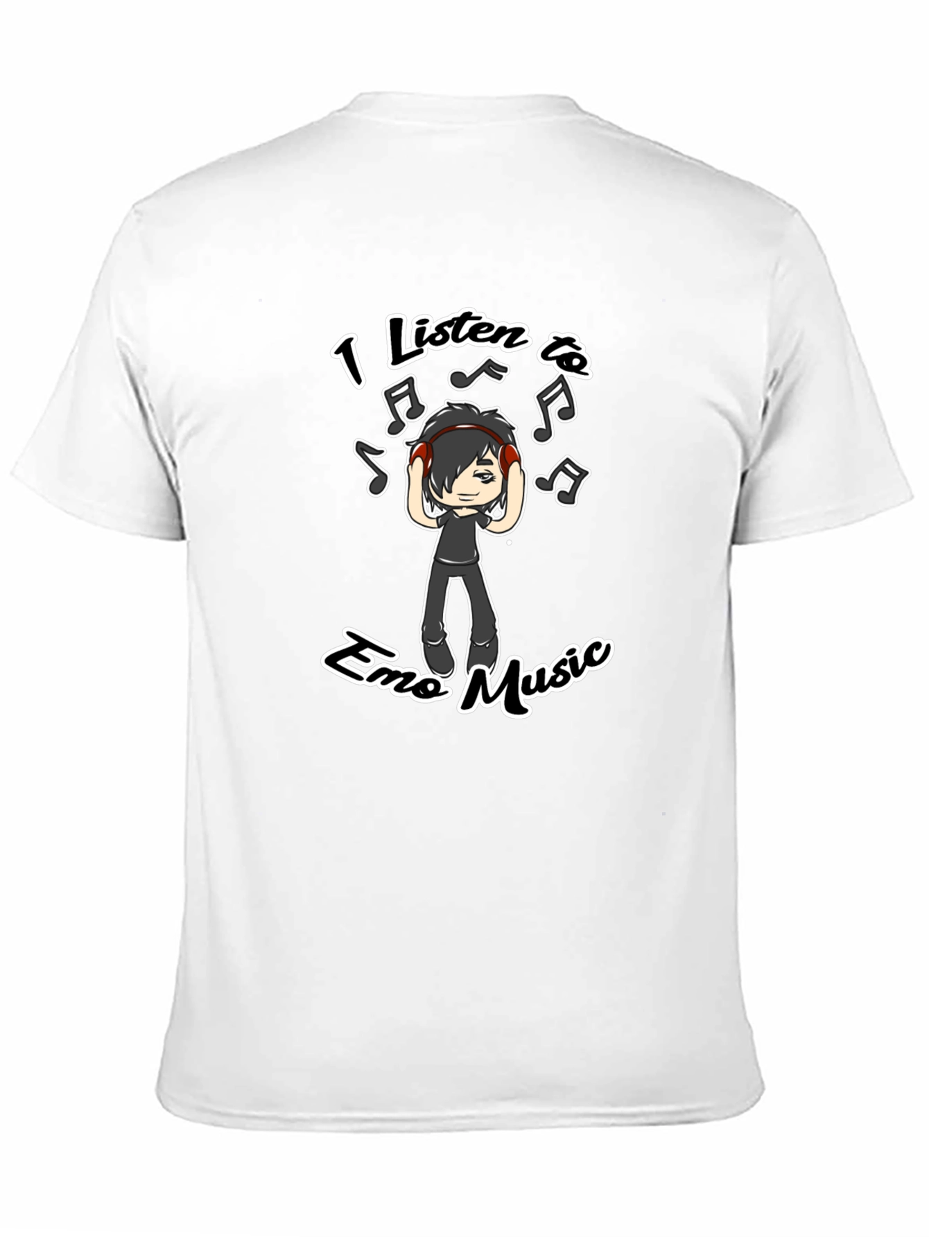 Black Emo Music Graphic T-Shirt - Black Crew Neck Tee view 11