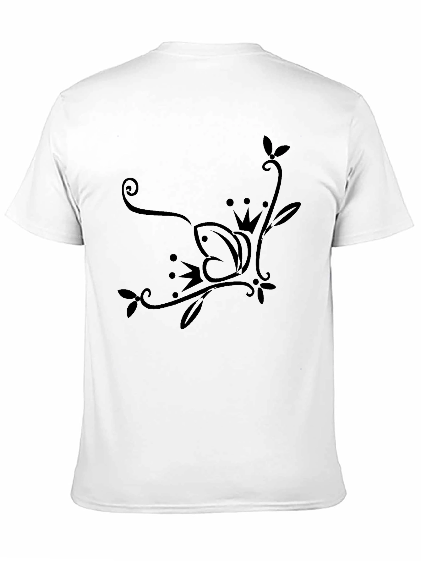 Black Elegant Crown Butterfly Black T-Shirt view 11