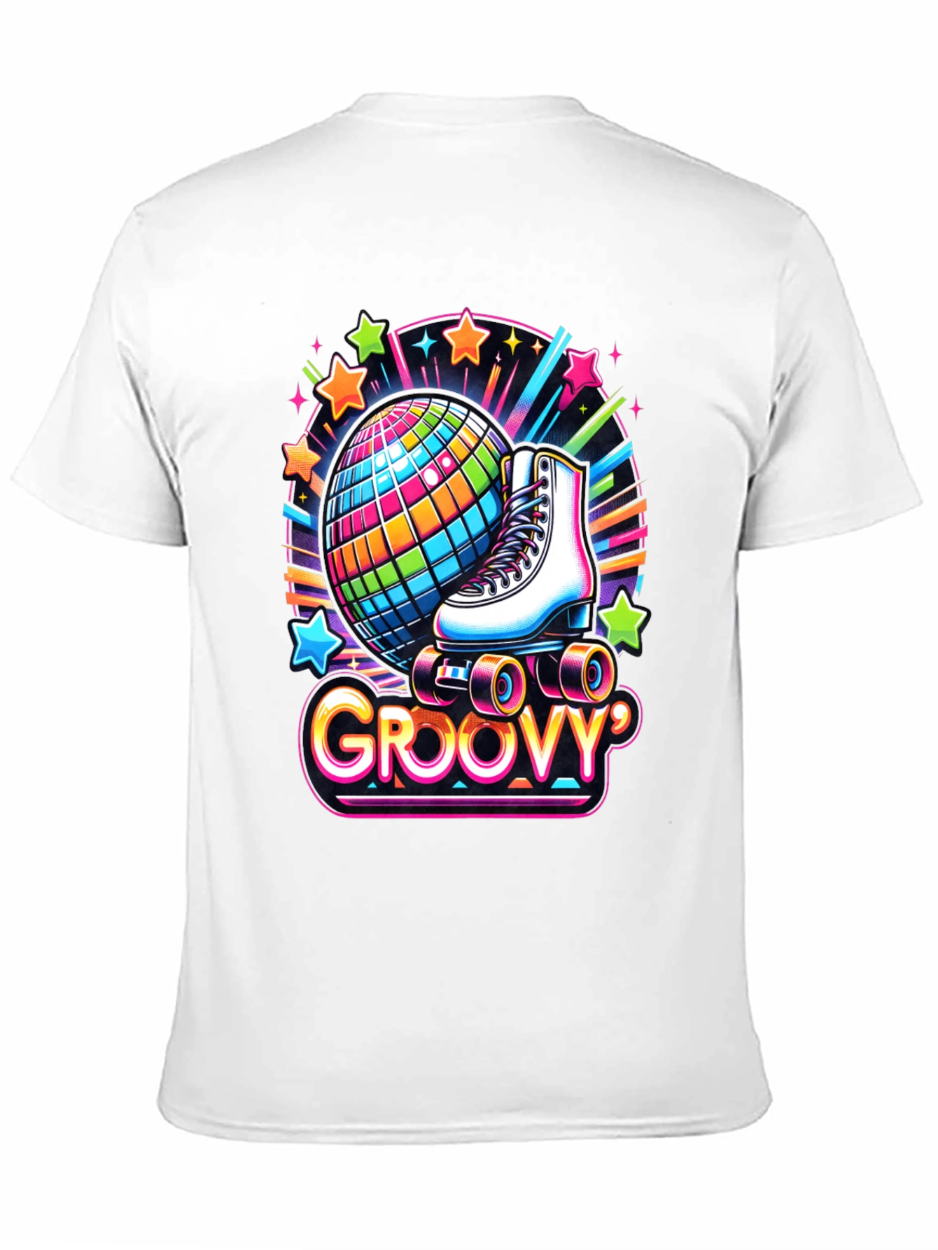 Black Groovy Roller Skate Disco Ball T-Shirt view 11