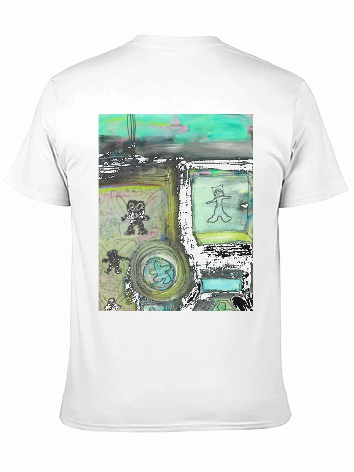 Black Abstract Art Print Black T-Shirt - Unique Graphic Tee view 11