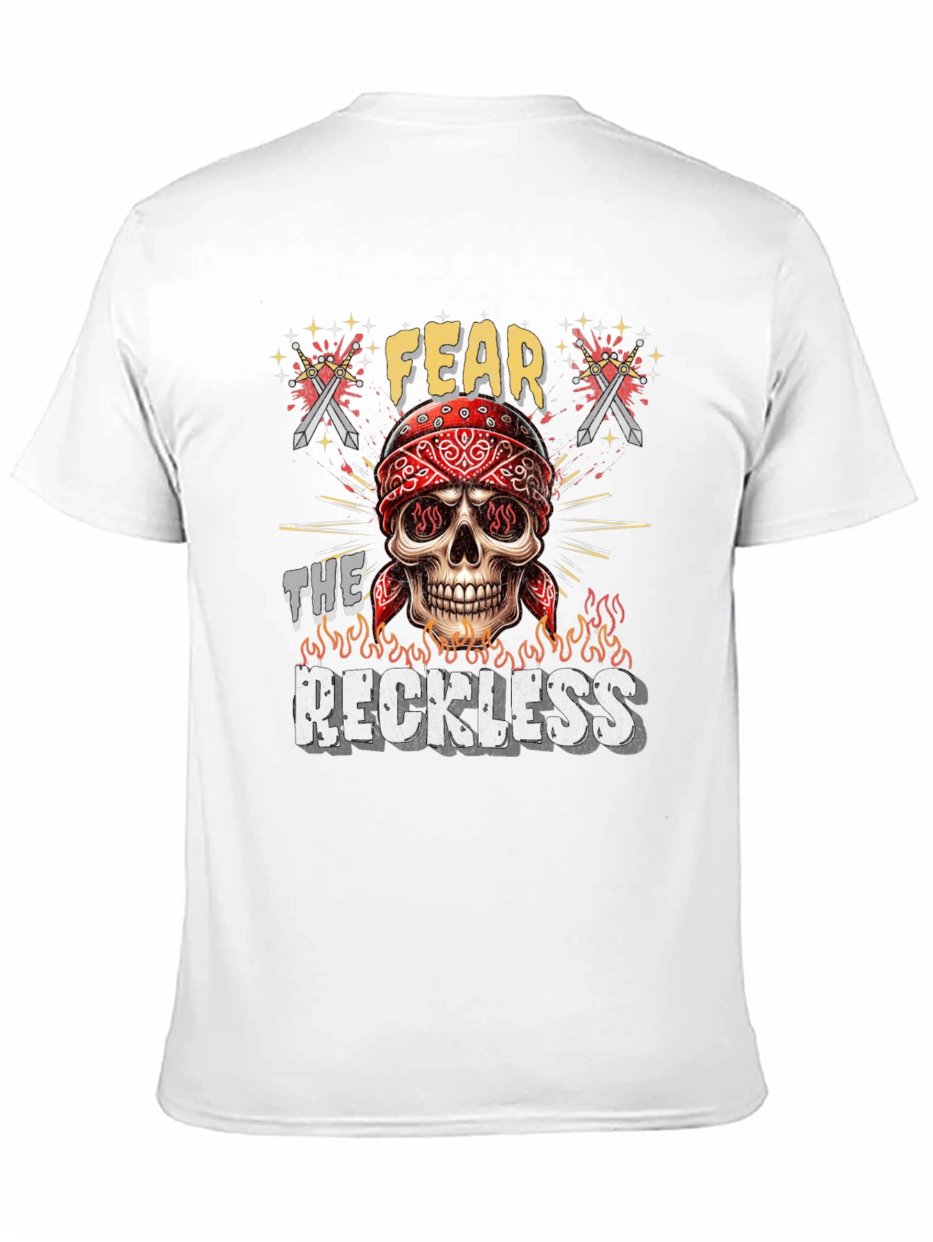 Black Fear the Reckless Skull Graphic Tee - Black Cotton T-Shirt view 11
