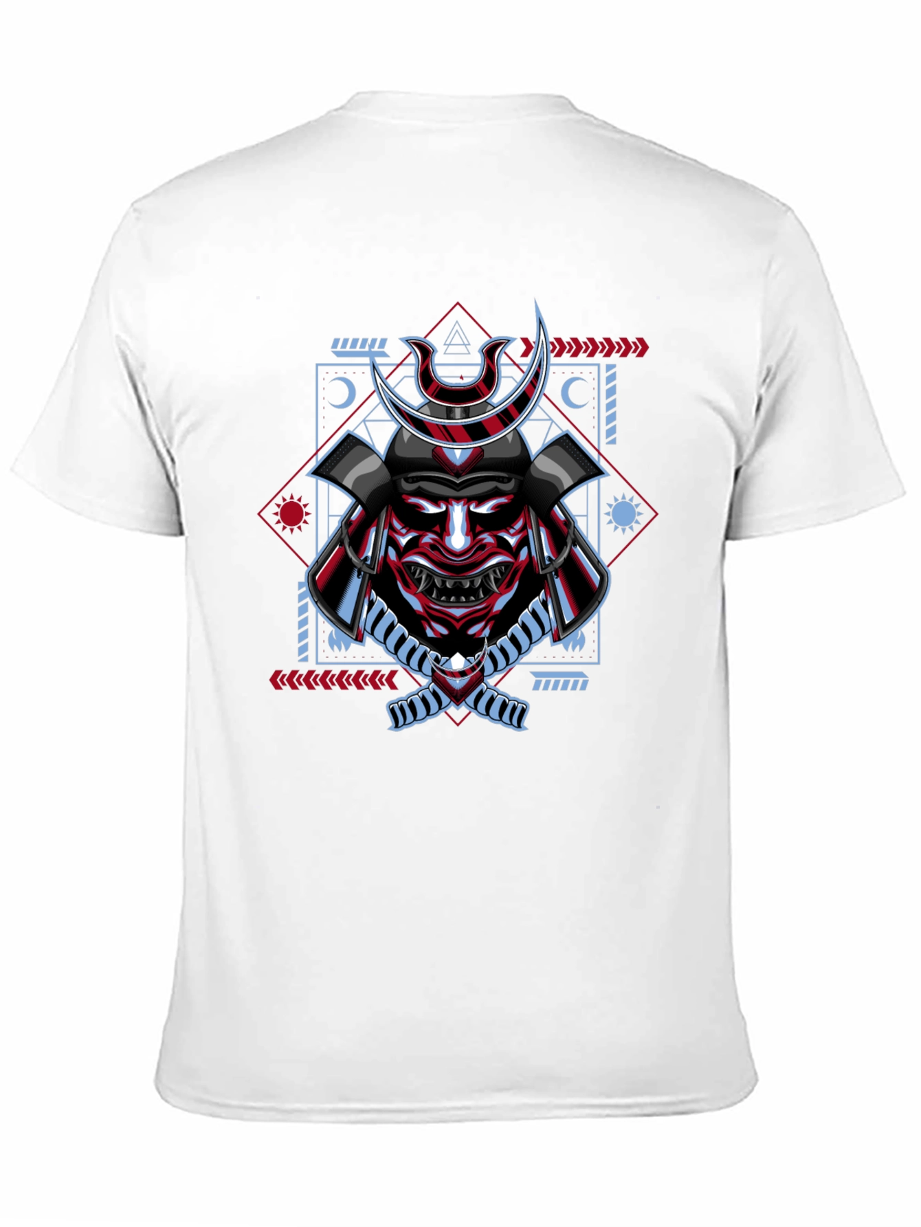 Black Samurai Mask Graphic Print T-Shirt - Black view 11