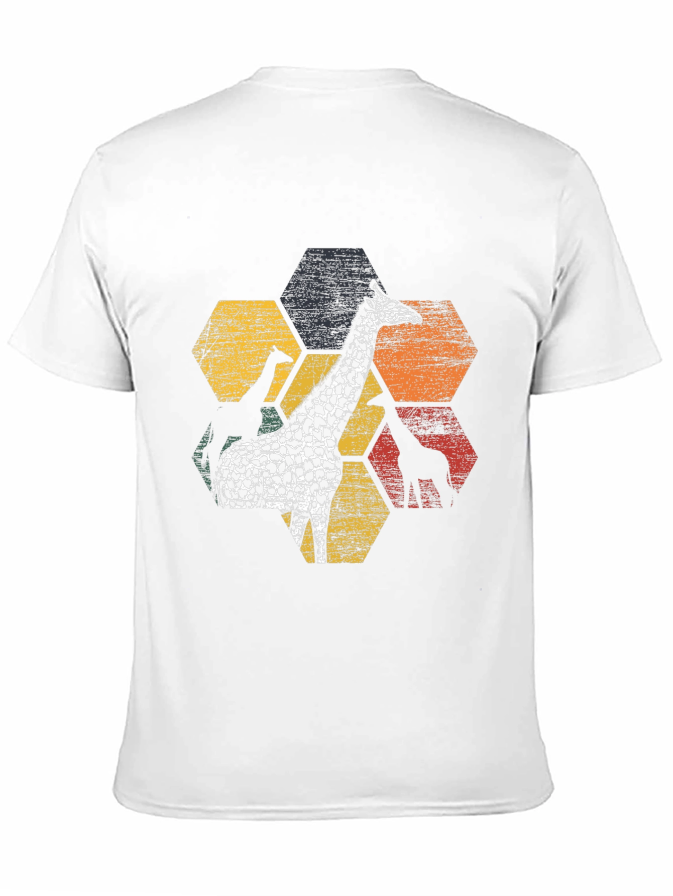 Black Giraffe Hexagon Graphic Tee - Black Cotton Blend view 11