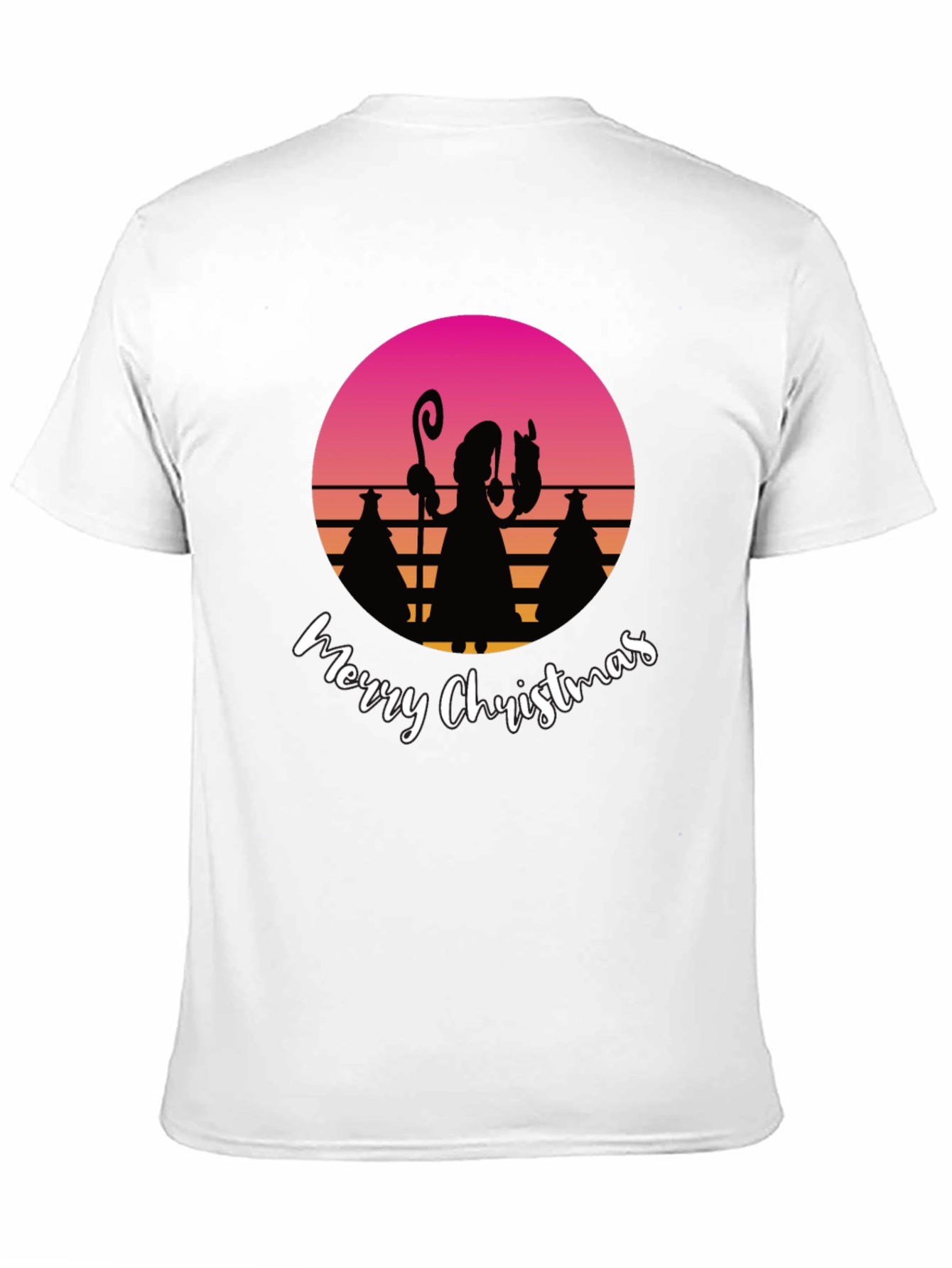 Black Retro Christmas Silhouette T-Shirt view 11