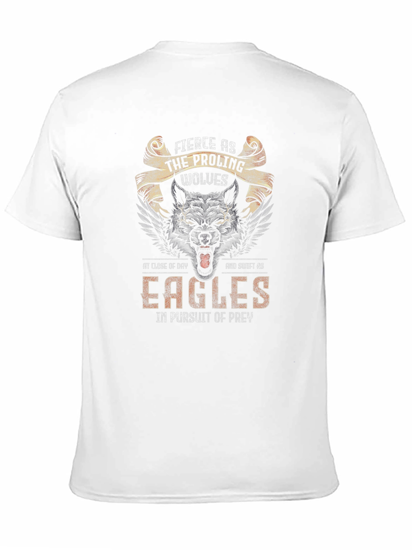 Black Fierce Wolves & Eagles Graphic T-Shirt view 11