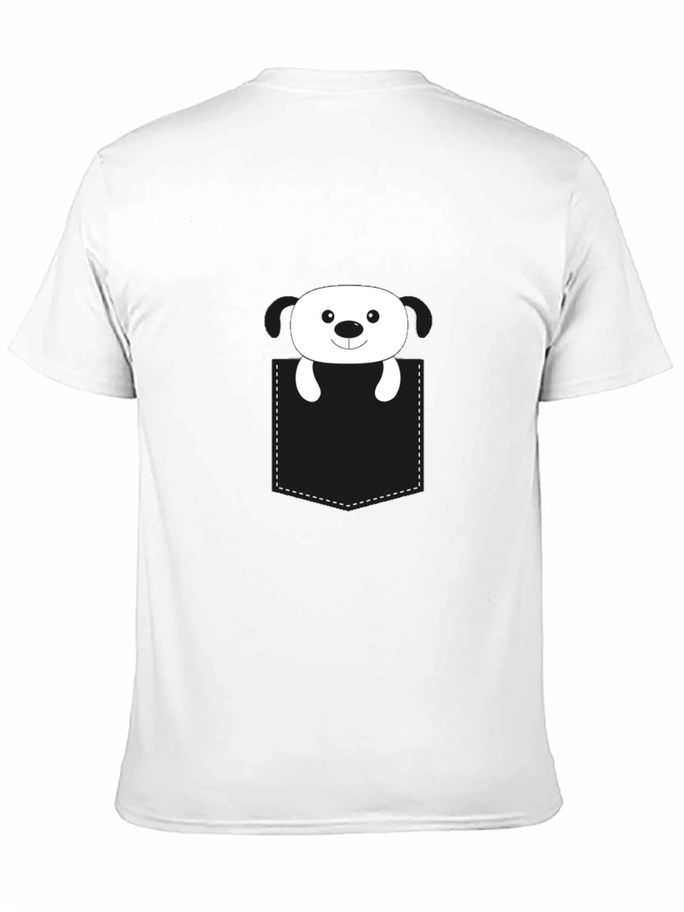 Black Cute Dog in Pocket Black T-Shirt view 11