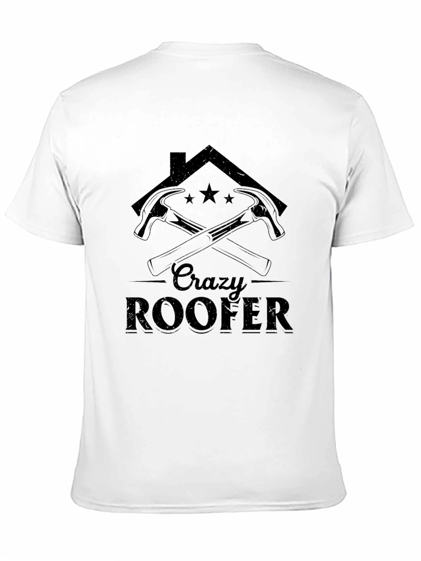 Black Crazy Roofer T-Shirt - Black Crew Neck Tee view 11