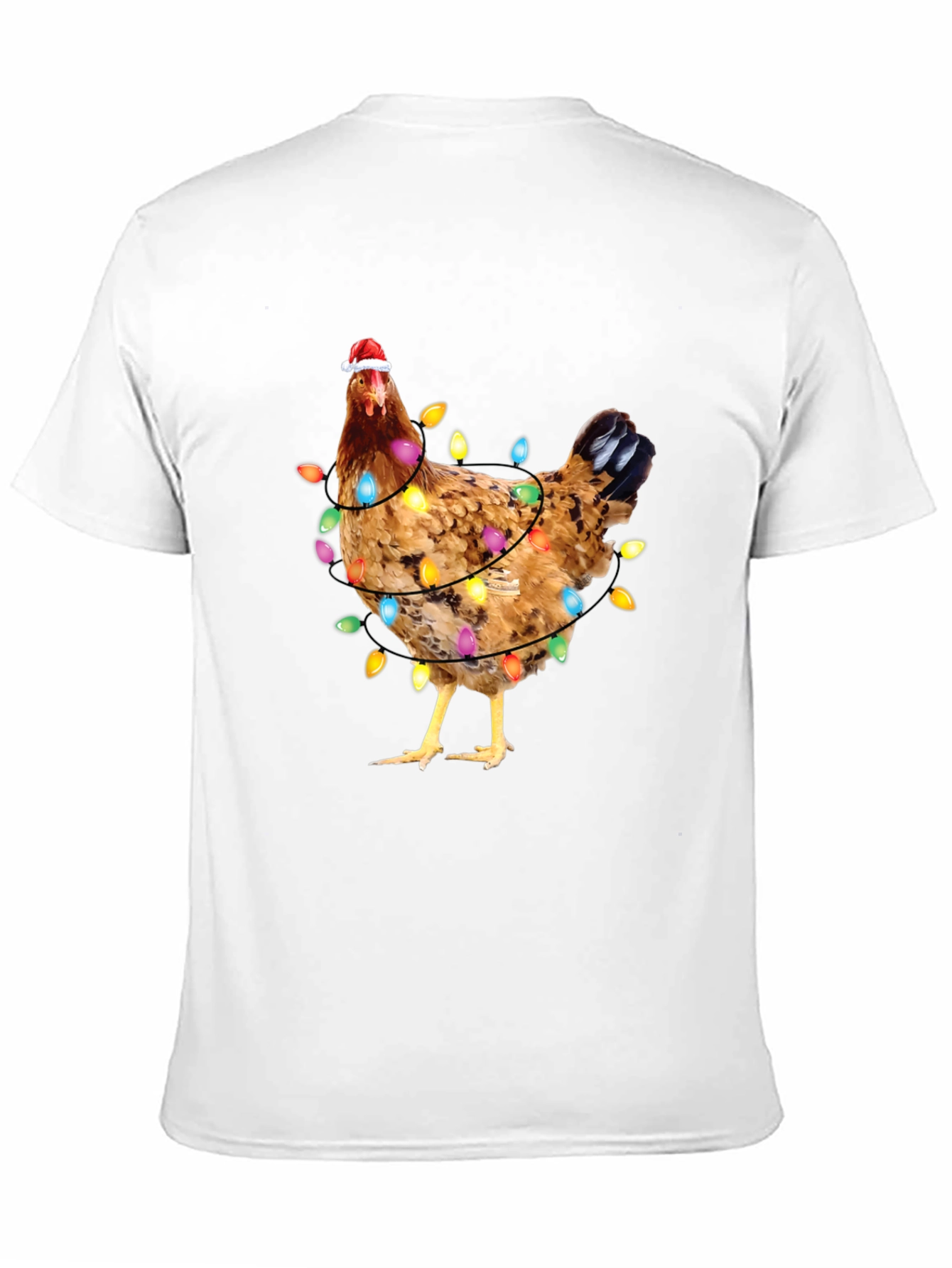 Black Festive Chicken Christmas Lights Graphic Tee view 11