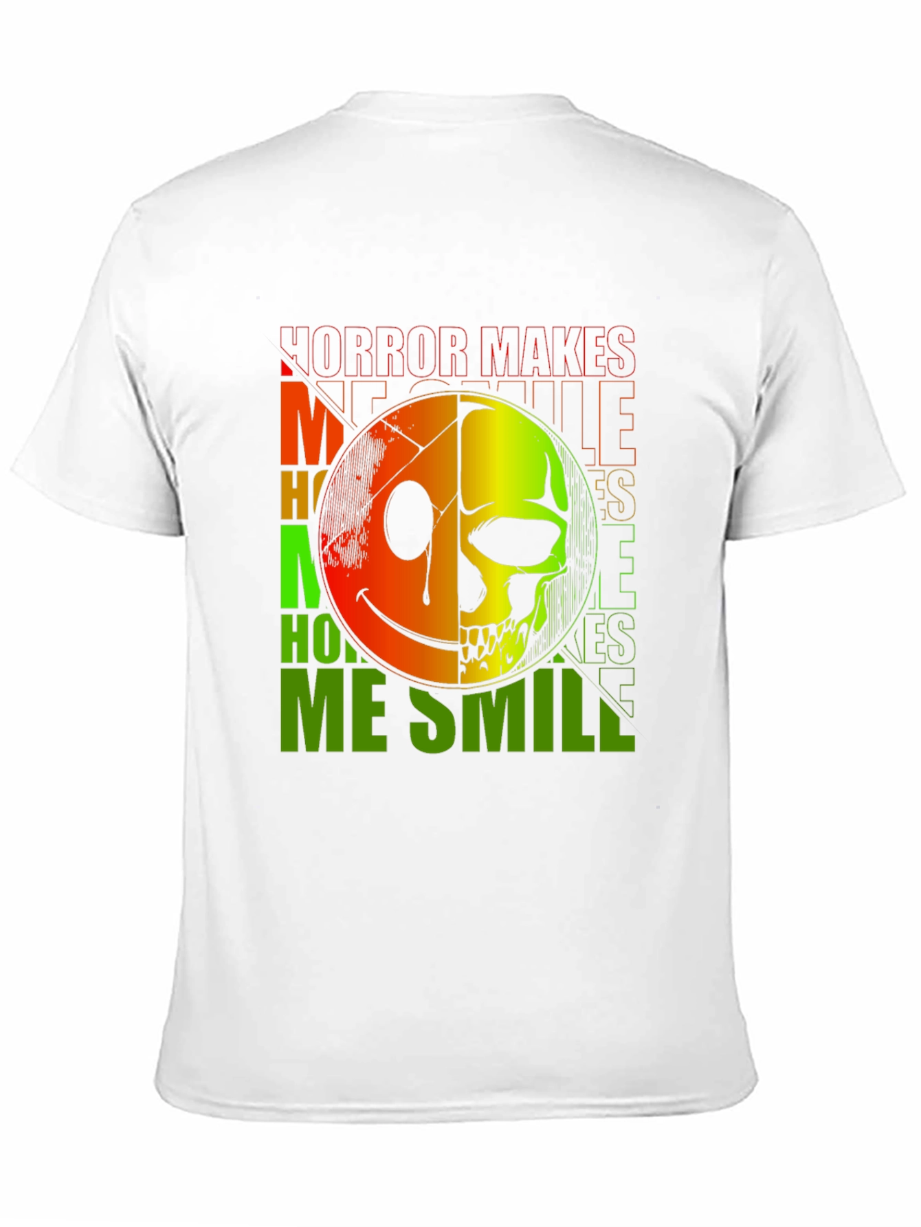 Black Horror Makes Me Smile T-Shirt - Half Smile, Half Skull view 11