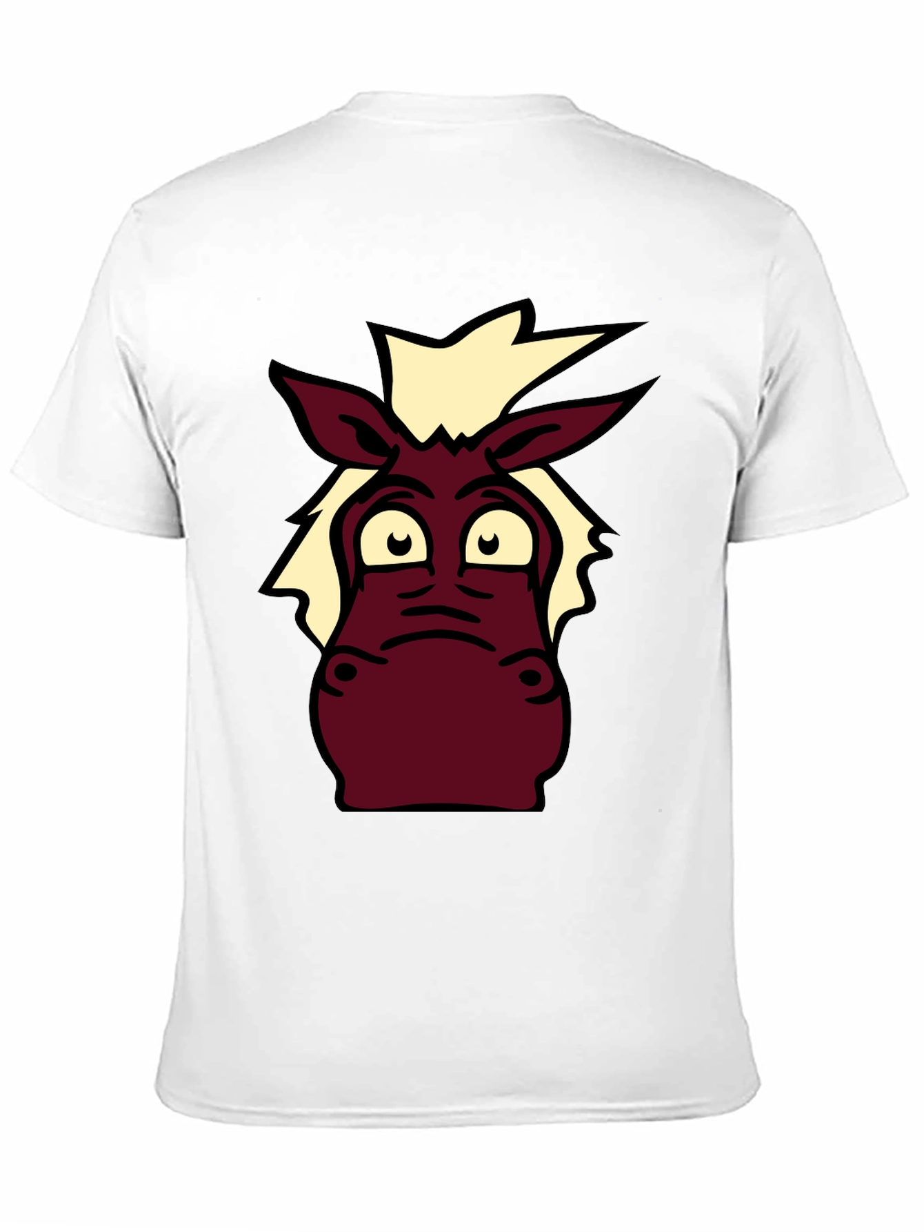 Black Cartoon Donkey Graphic Tee - Black Cotton T-Shirt view 11