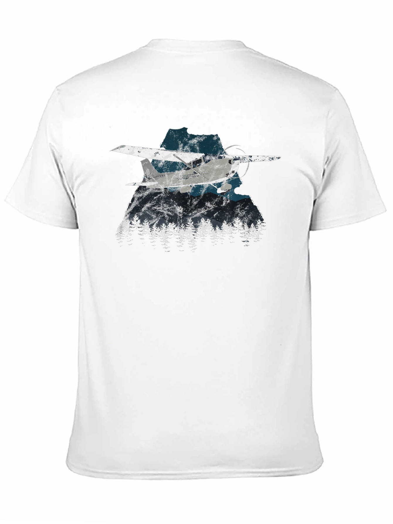 Black Vintage Airplane & Mountains Graphic Tee - Black view 11