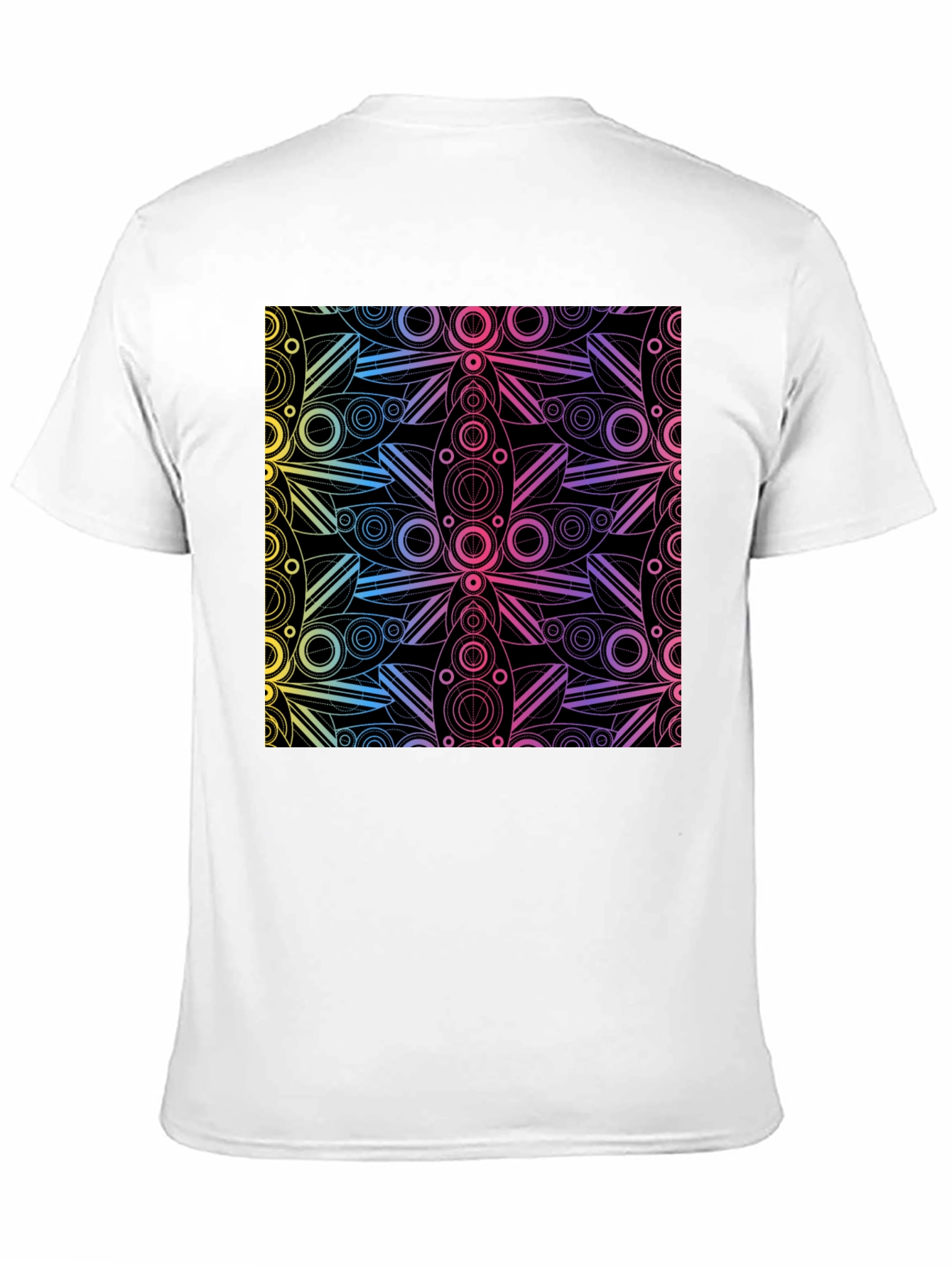Black Geometric Rainbow Pattern Black T-Shirt view 11