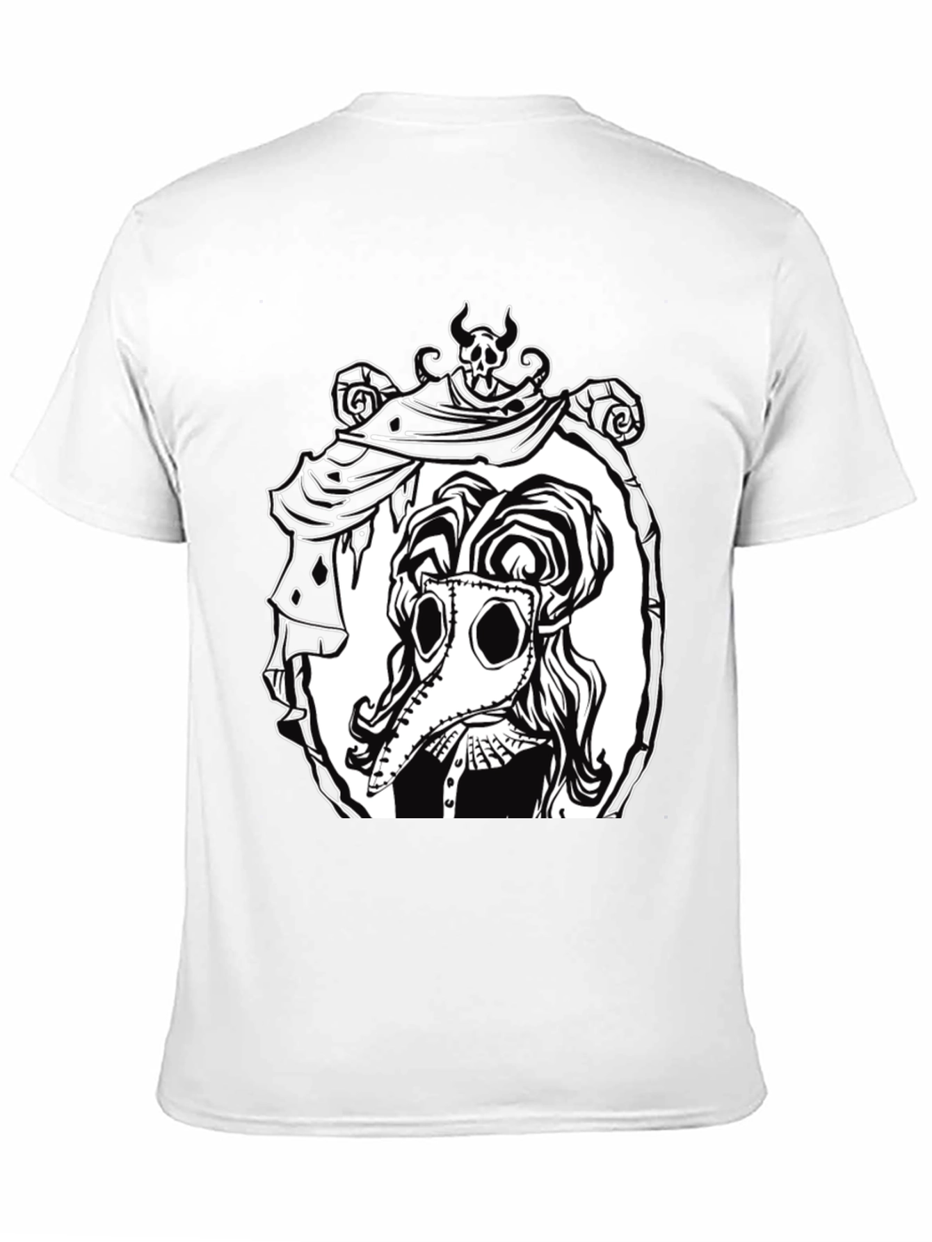 Black Plague Doctor Graphic Tee - Black Cotton T-Shirt view 11