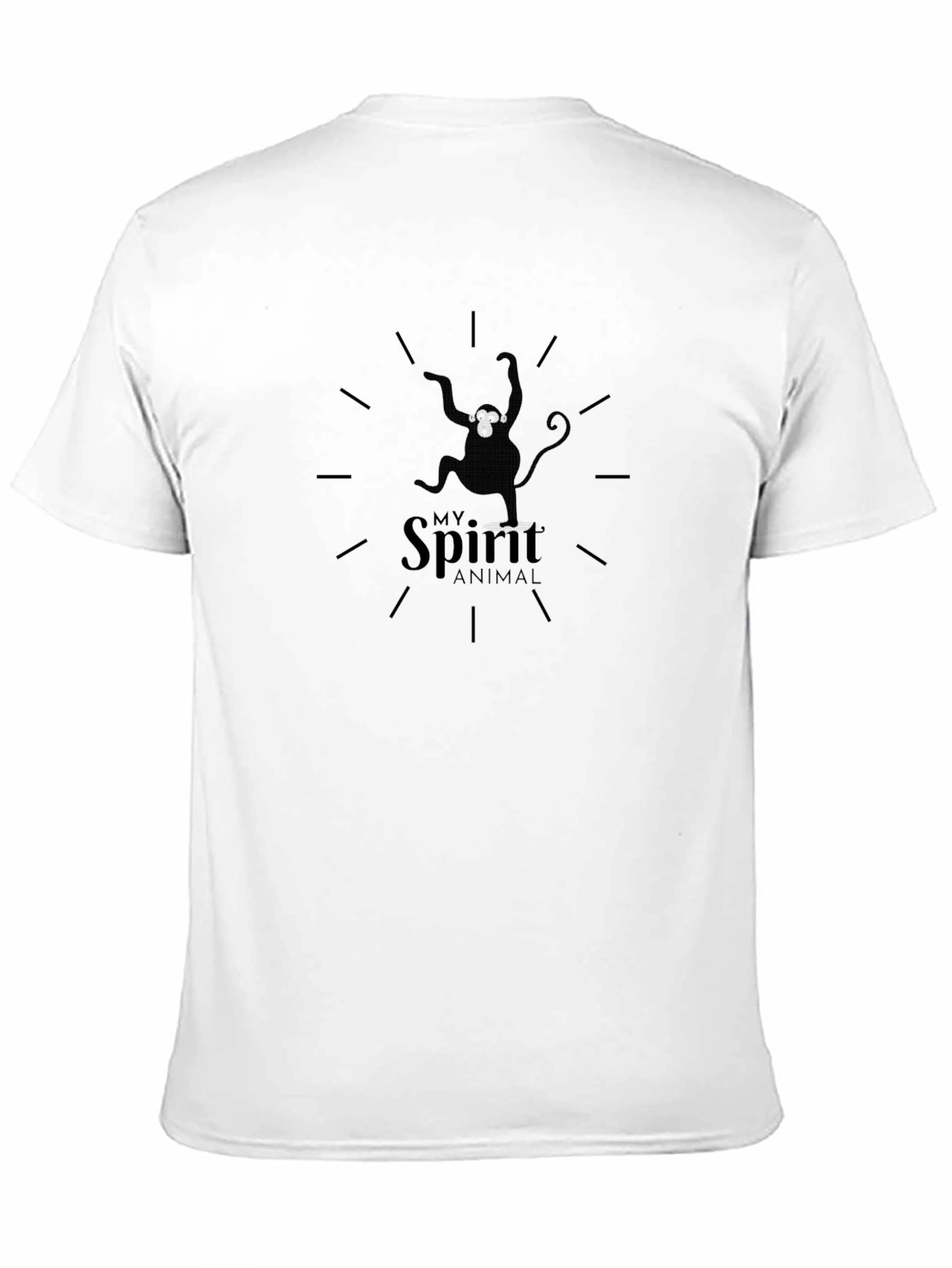 Black Monkey Spirit Animal T-Shirt - Black, Crew Neck view 11