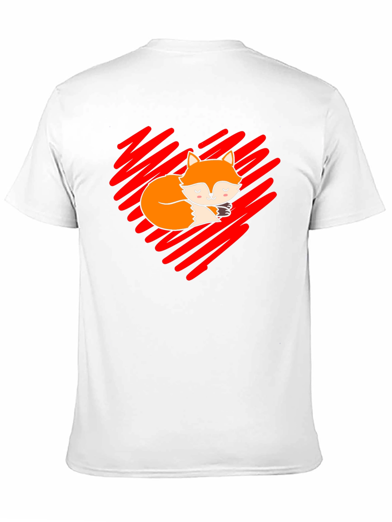 Black Cute Fox Heart T-Shirt - Soft Cotton Blend view 11