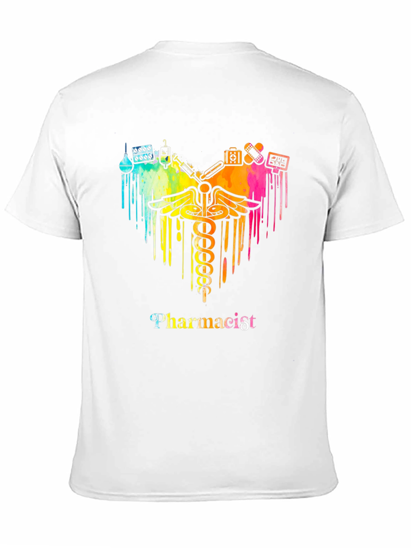 Black Pharmacist Caduceus T-Shirt - Colorful Design view 11