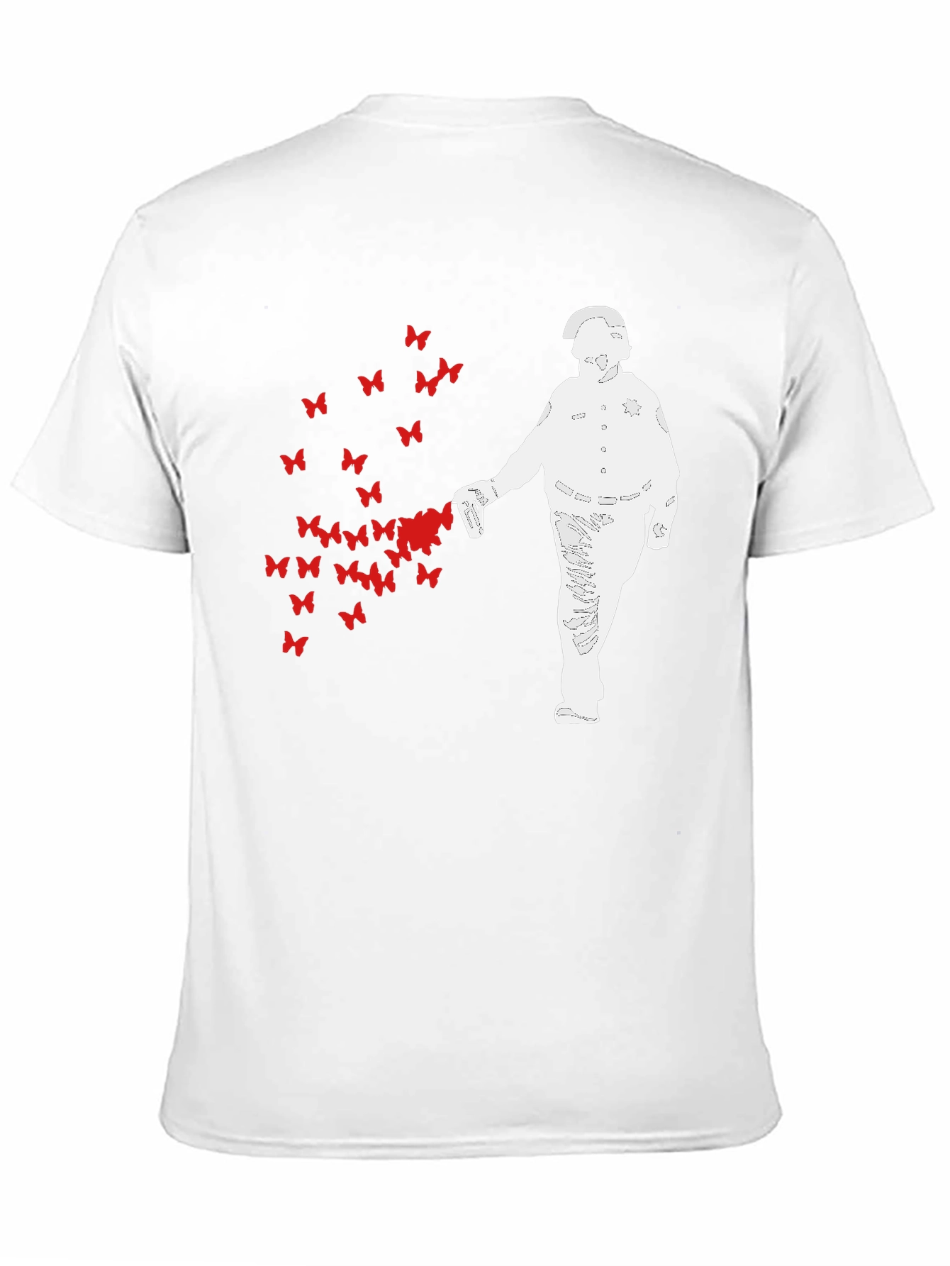 Black Butterfly Riot Police T-Shirt - Black Graphic Tee view 11