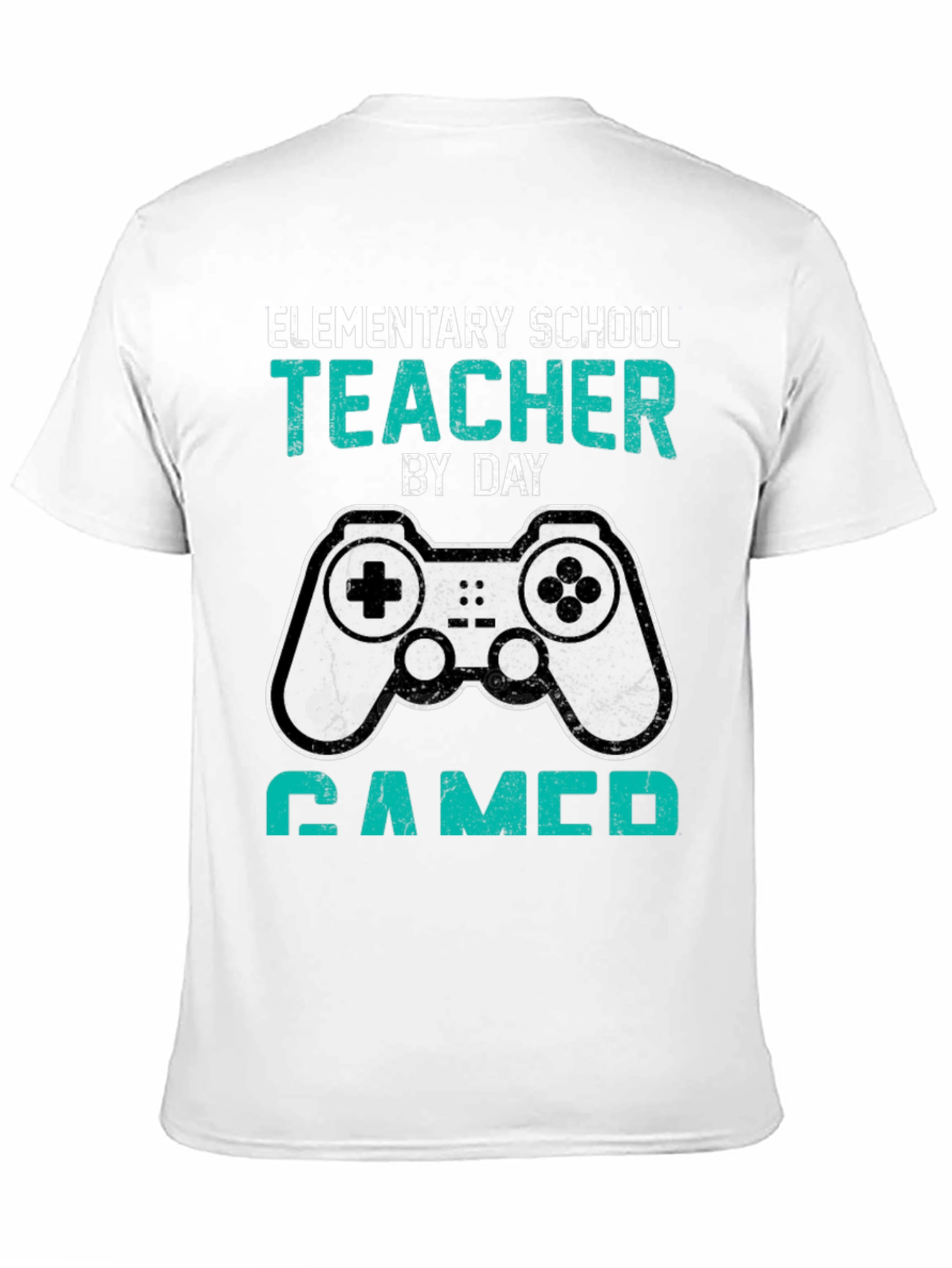 Black Elementary School Teacher Gamer T-Shirt view 11