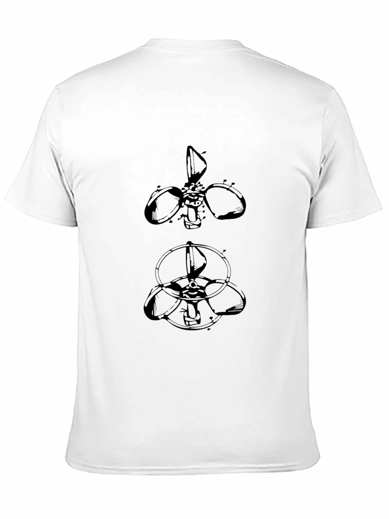 Black Abstract Propeller Graphic Tee - Black Cotton Blend view 11
