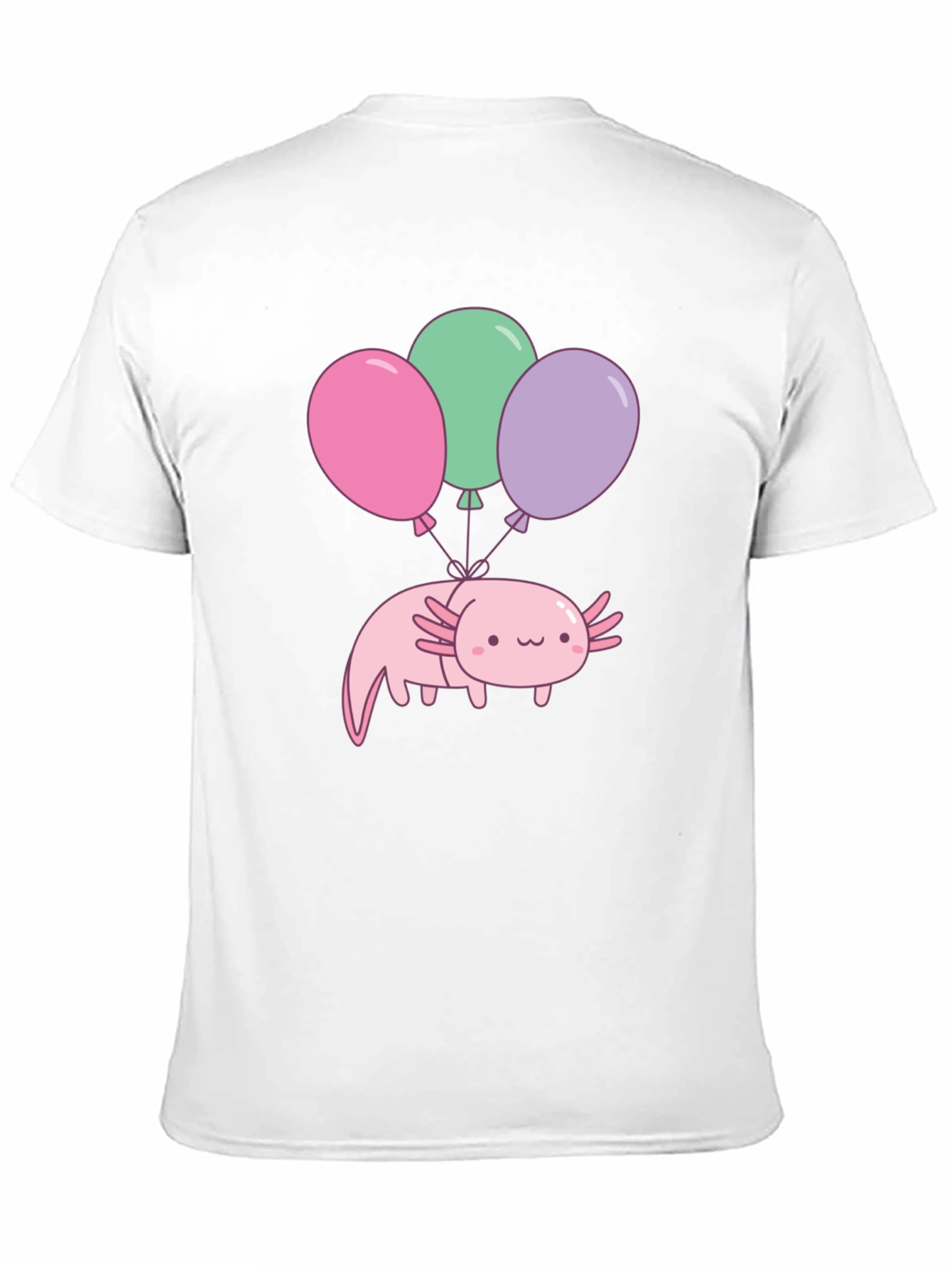 Black Axolotl Balloons Graphic Tee - Black Cotton T-Shirt view 11